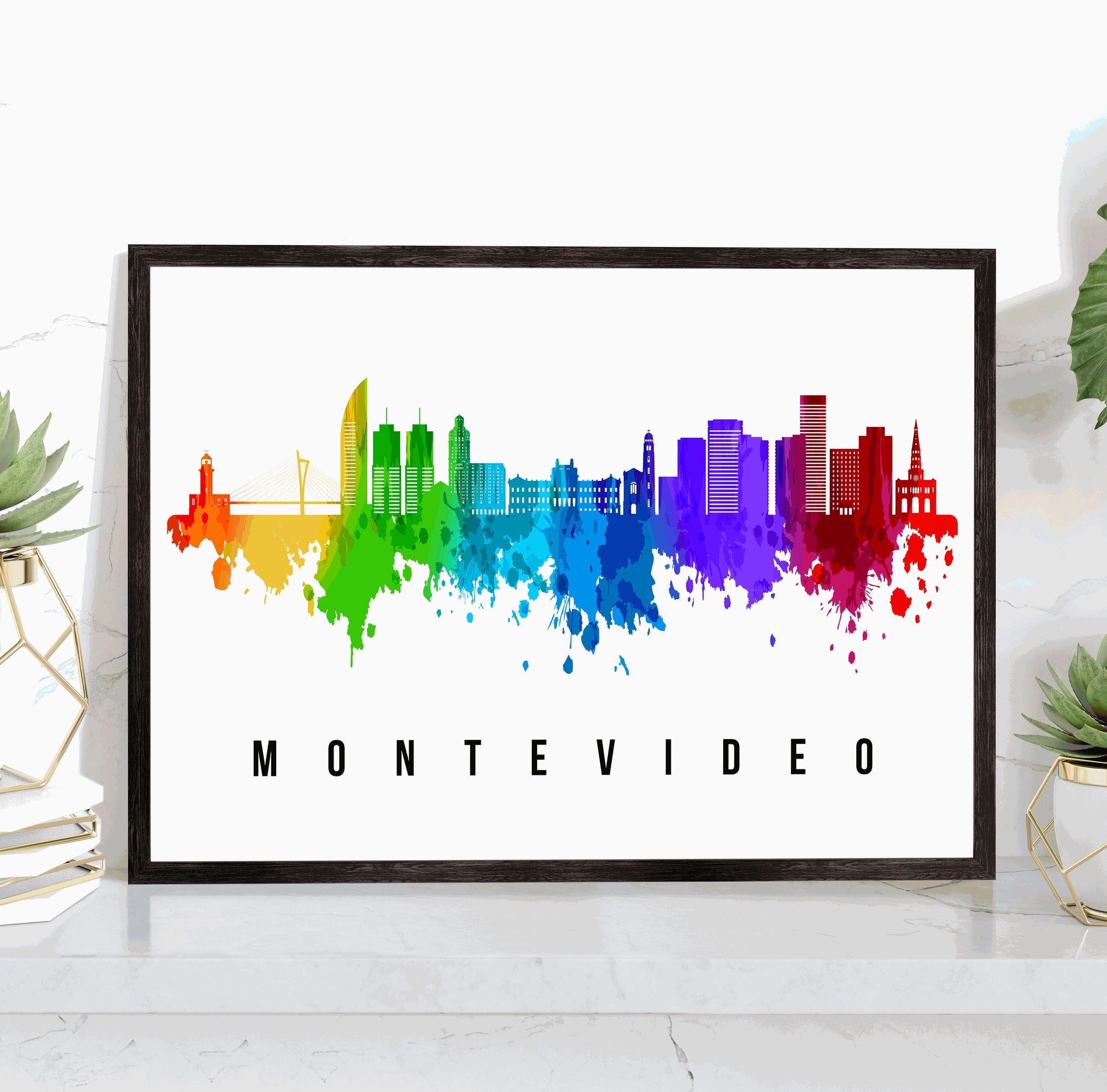 MONTEVIDEO - URUGUAY Poster, Skyline Poster Cityscape and Landmark Montevideo City Illustration Home Wall Art, Office Decor