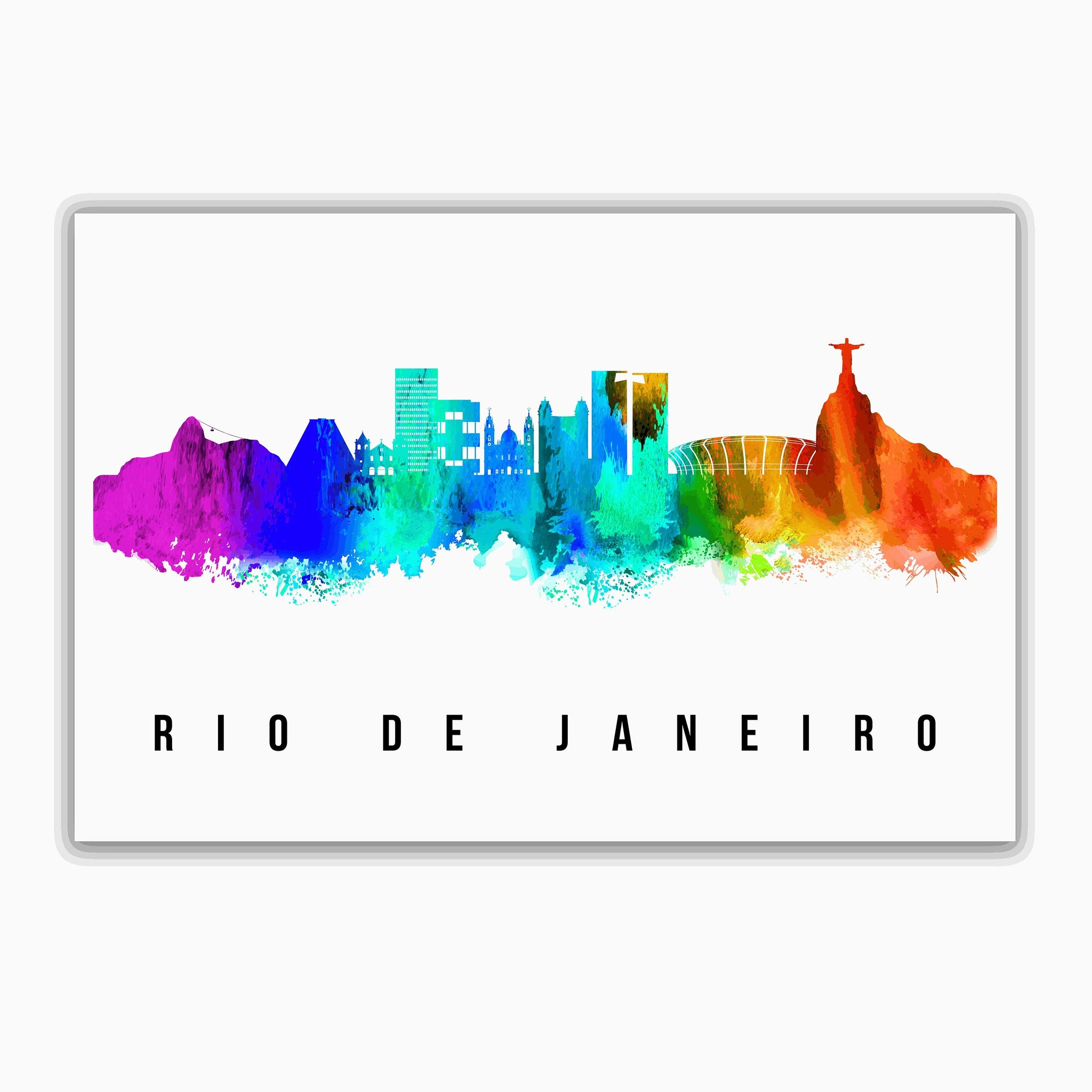 RIO DE JANEIRO - Brazil Poster, Skyline Poster Cityscape and Landmark Rio de Janeiro City Illustration Home Wall Art, Office Decor