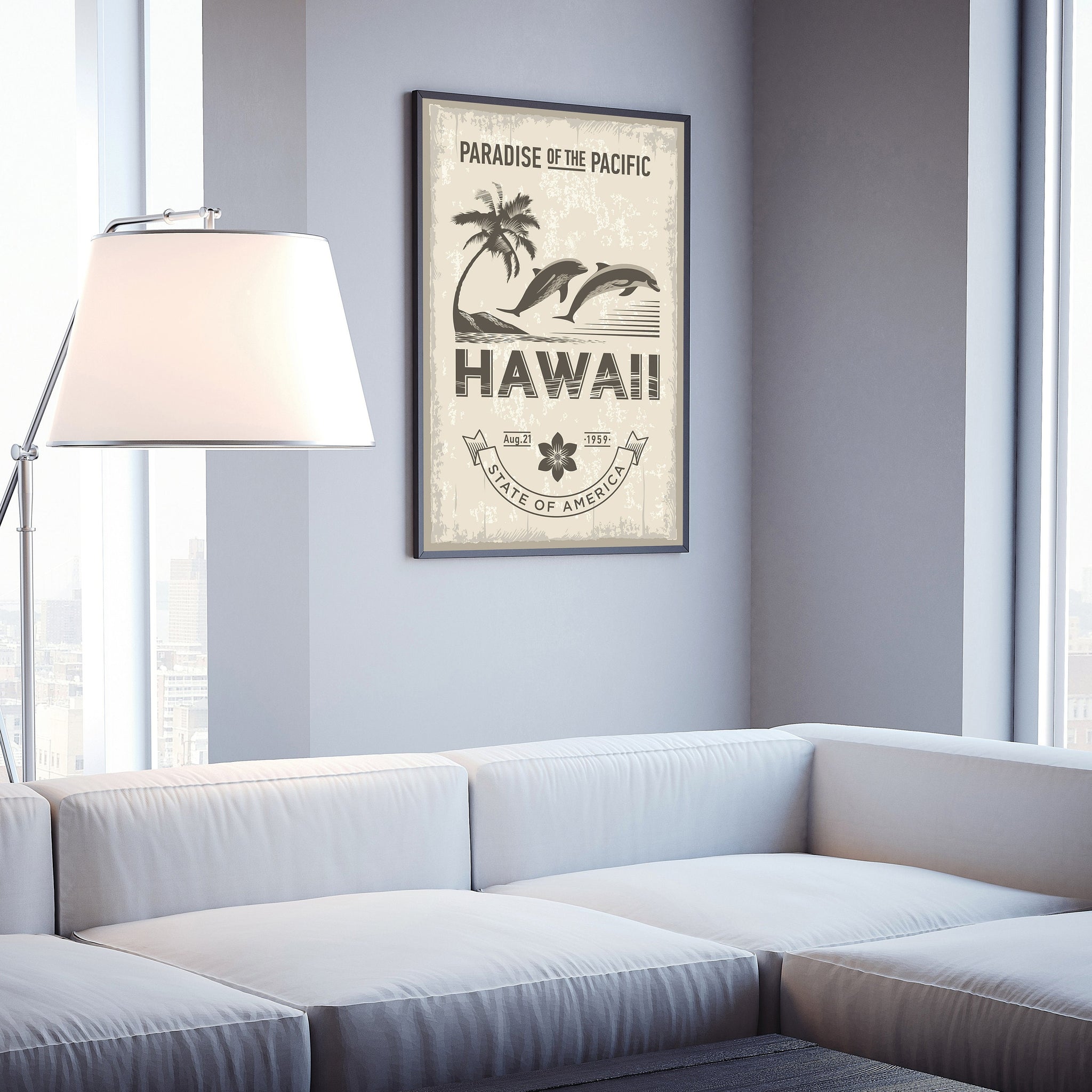 Hawaii State Symbol Poster, Hawaii State Poster Print, Hawaii State Emblem Poster, Retro Travel State Poster, Home and Office Wall Art