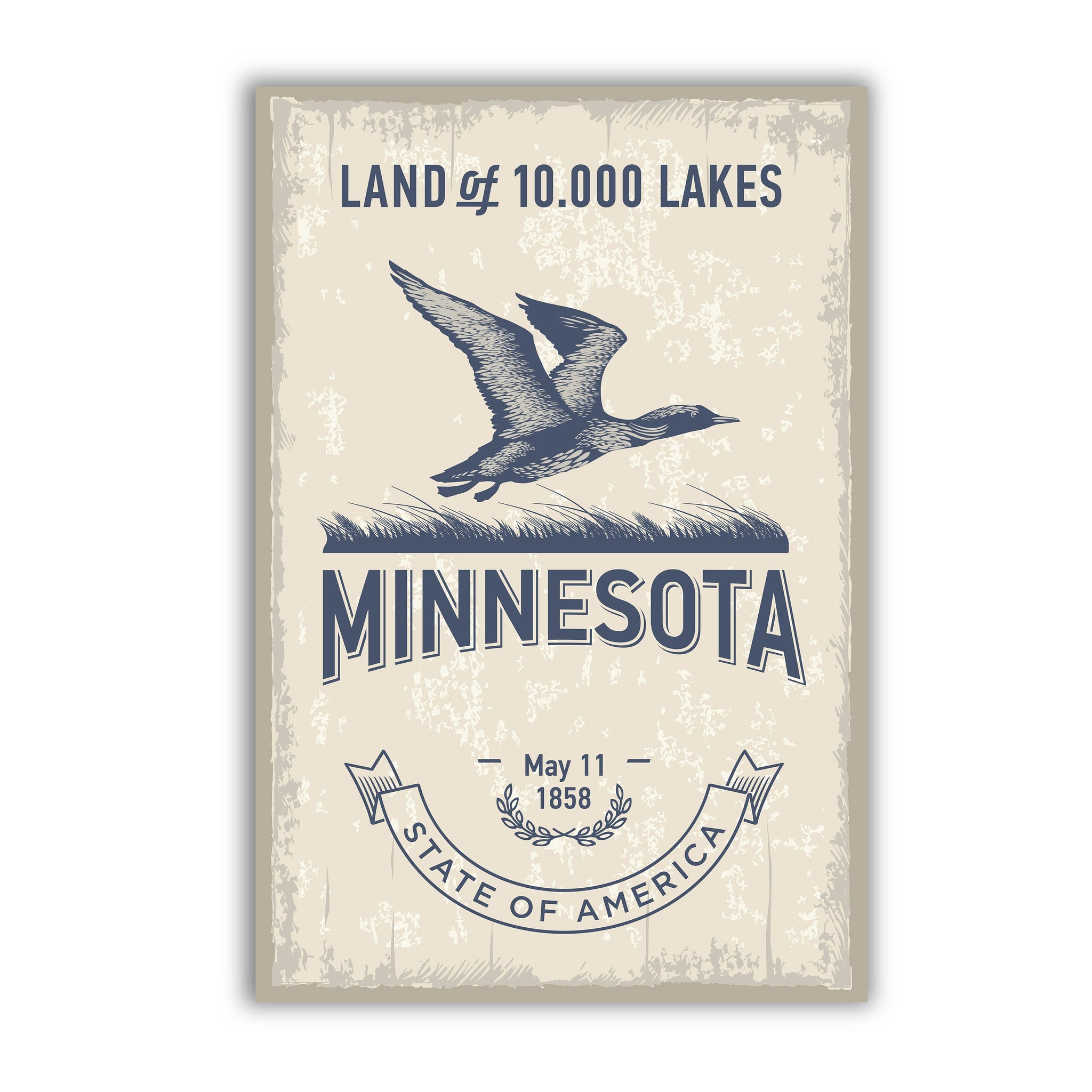 Minnesota State Symbol Poster, Minnesota State Poster Print, State Emblem Poster, Retro Travel State Poster, Home and Office Wall Art