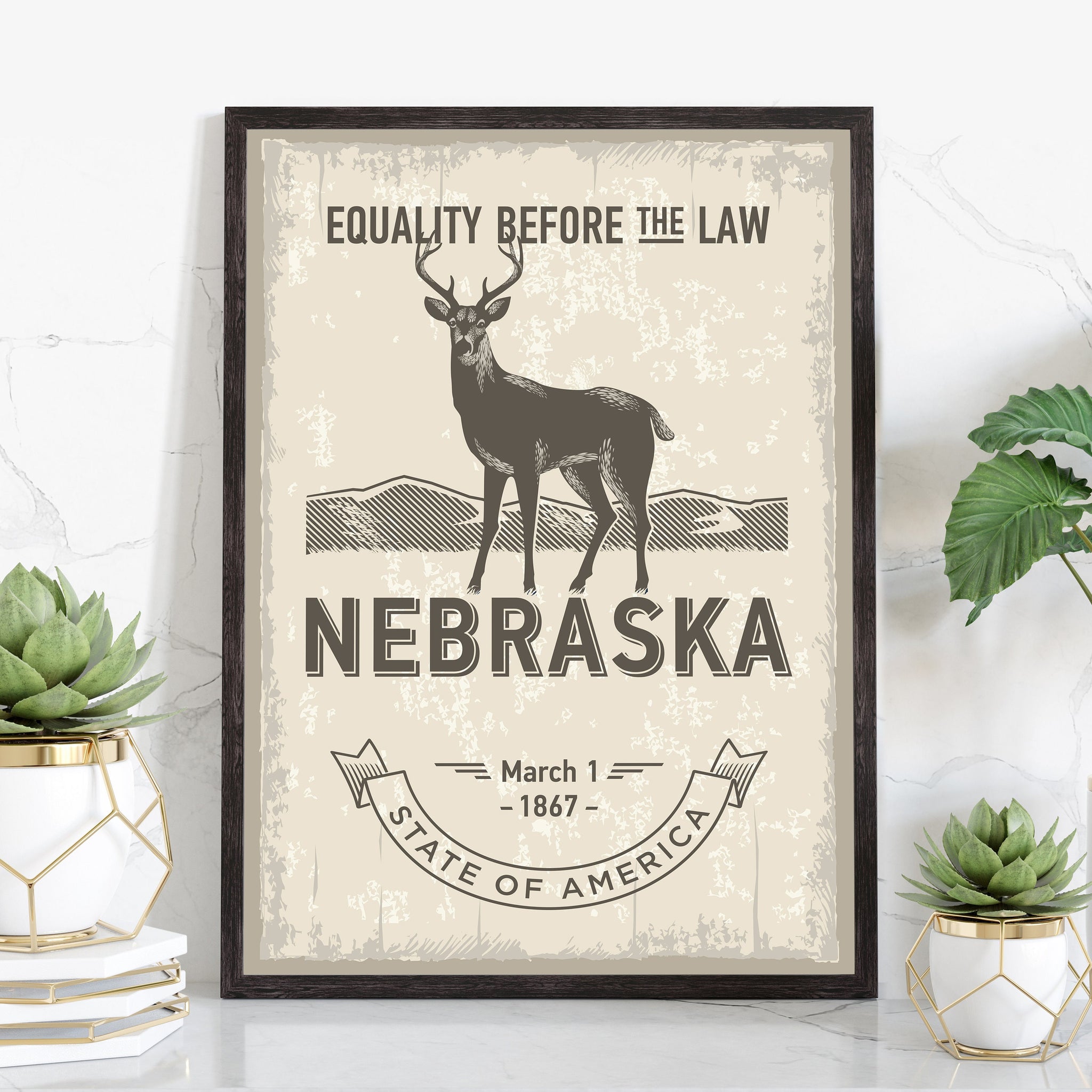 Nebraska State Symbol Poster, Nebraska State Poster Print, Nebraska State Emblem Poster, Retro Travel State Poster, Home and Office Wall Art