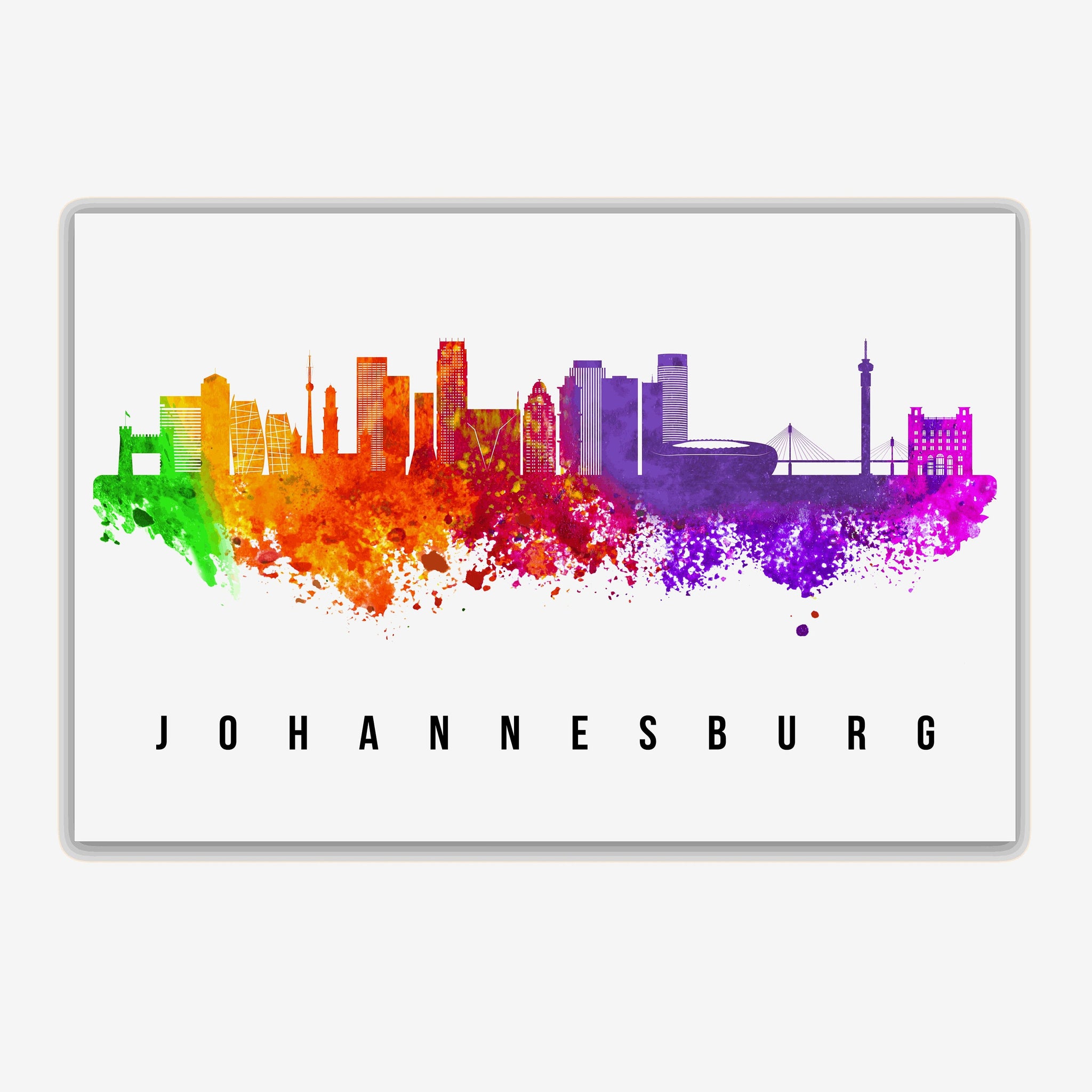 JOHANNESBURG - SOUTHAFRICA Poster,  Skyline Poster Cityscape and Landmark Print, Johannesburg Illustration Home Wall Art, Office Wall Decor