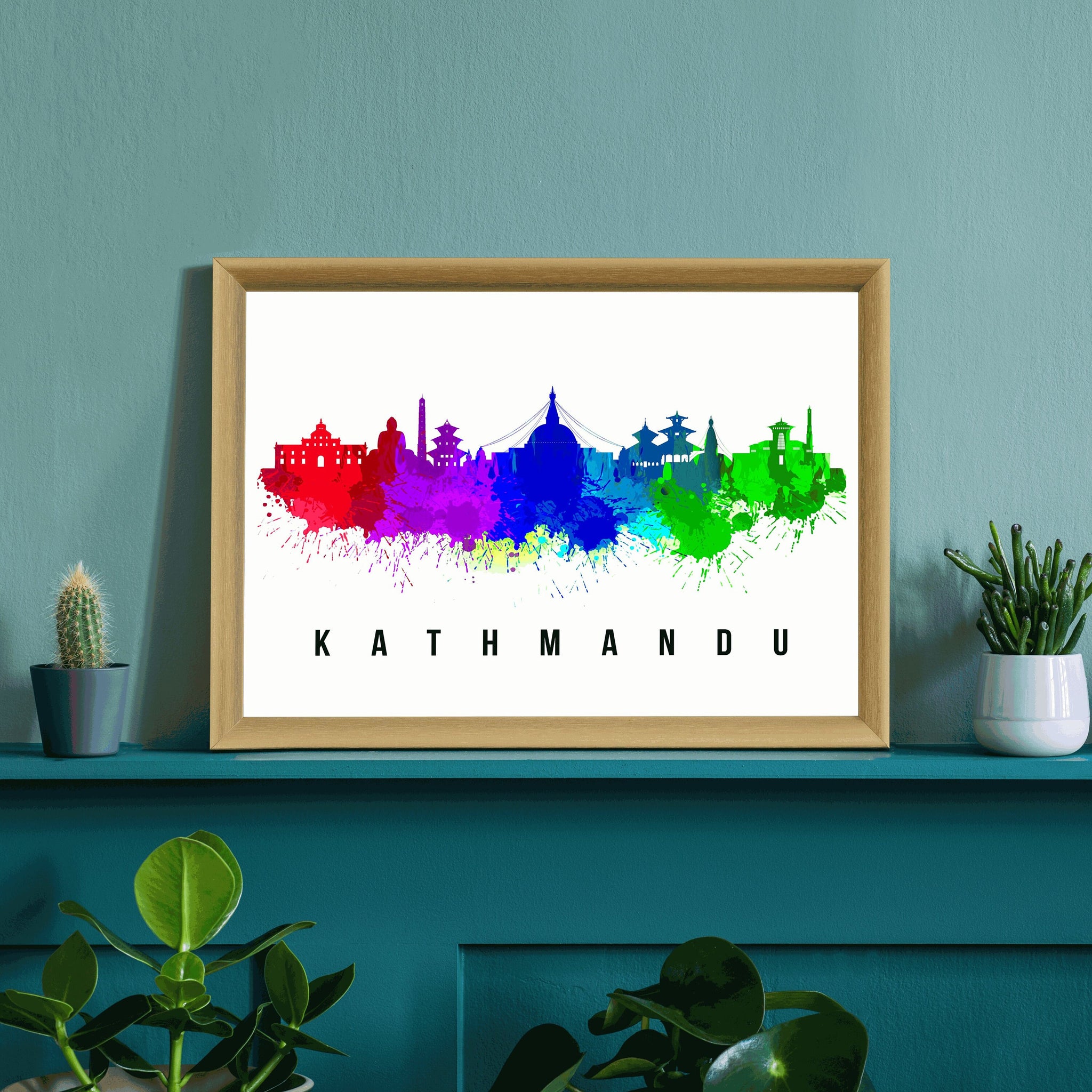 KATHMANDU - NEPAL Poster,  Skyline Poster Cityscape and Landmark Print, Kathmandu Illustration Home Wall Art, Office Decor