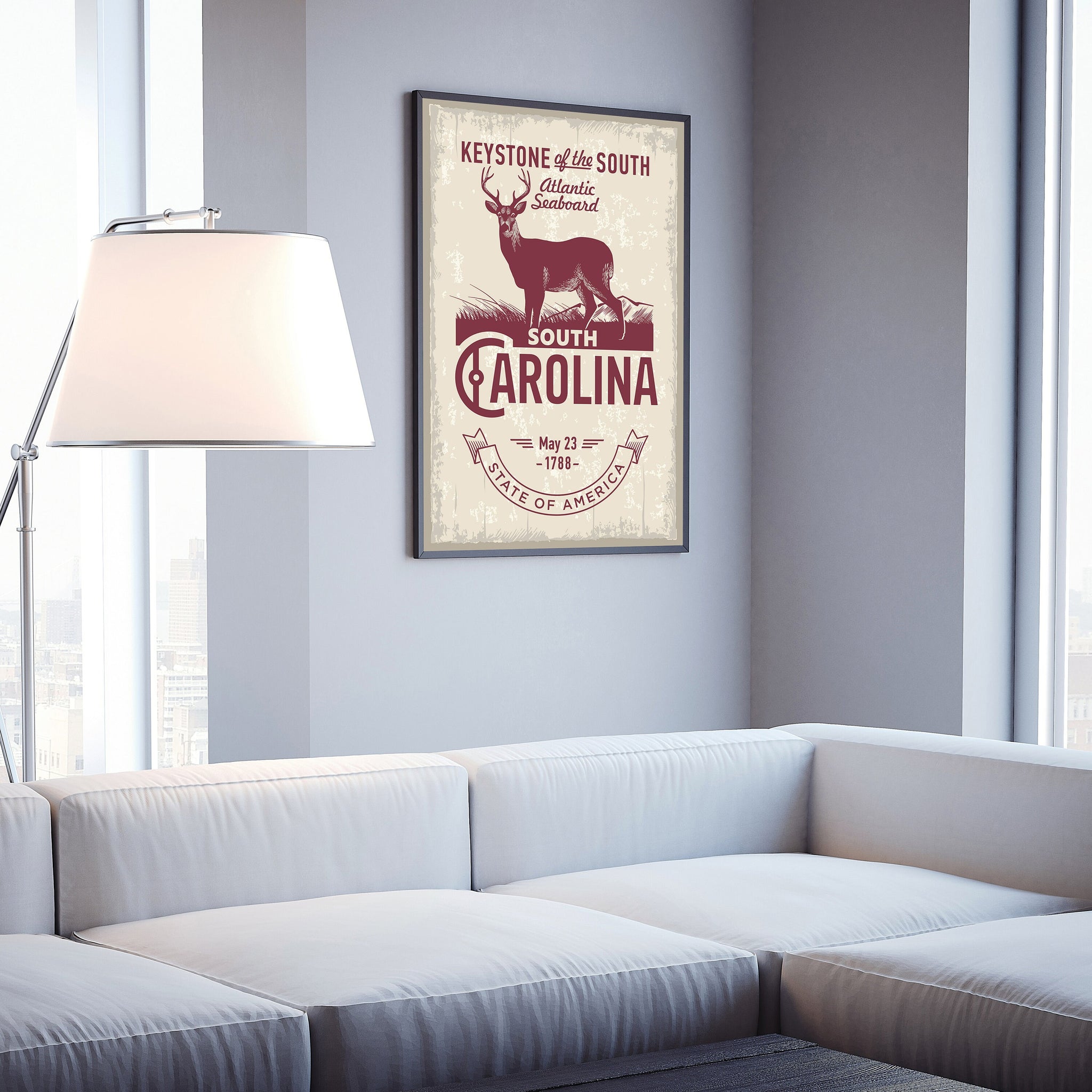 South Carolina State Symbol Poster, State Poster Print, Oregon State Emblem Poster, Retro Travel State Poster, Home and Office Wall Art
