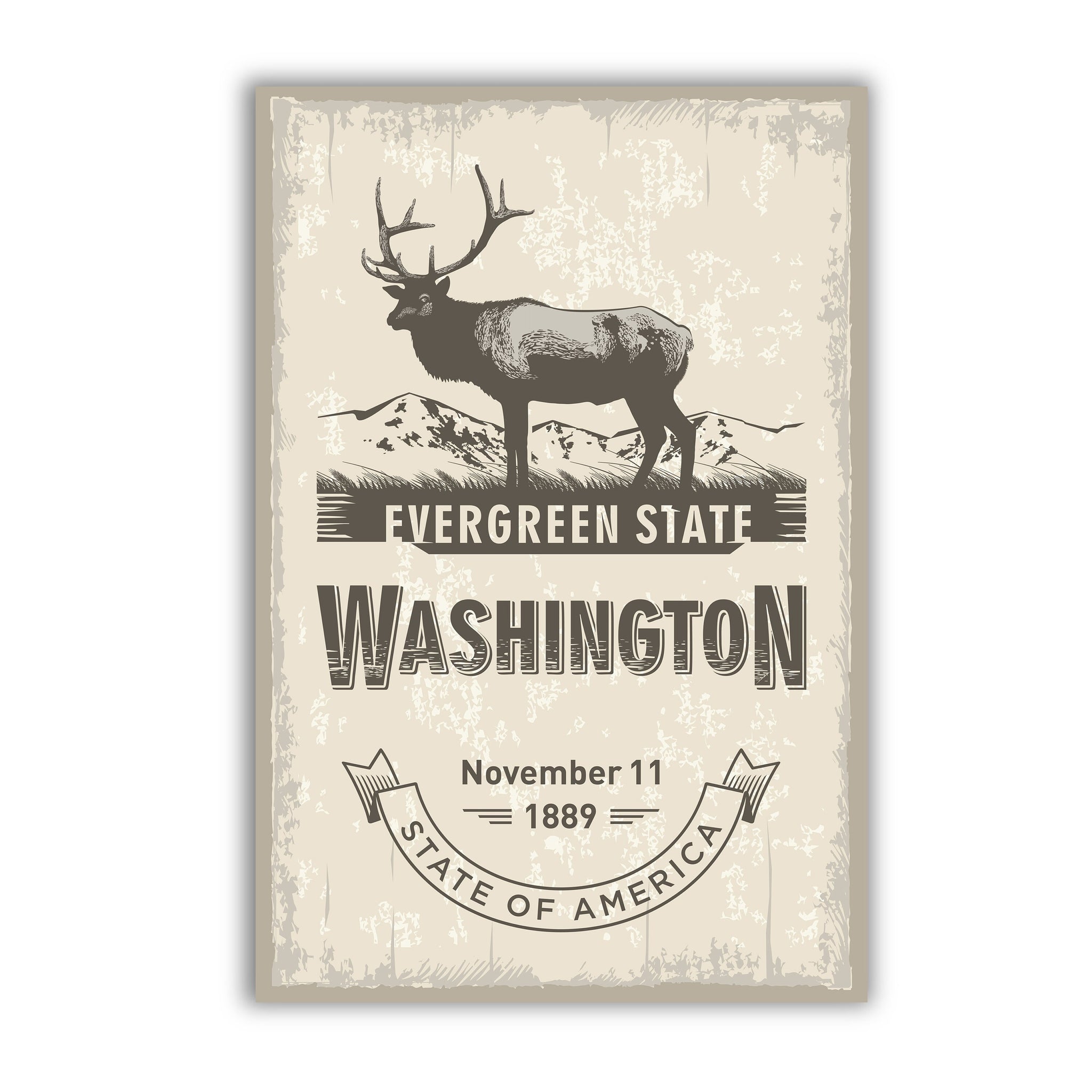 Washington State Symbol Poster, Washington Poster Print, Washington State Emblem Poster, Retro Travel State Poster, Home and Office Wall Art