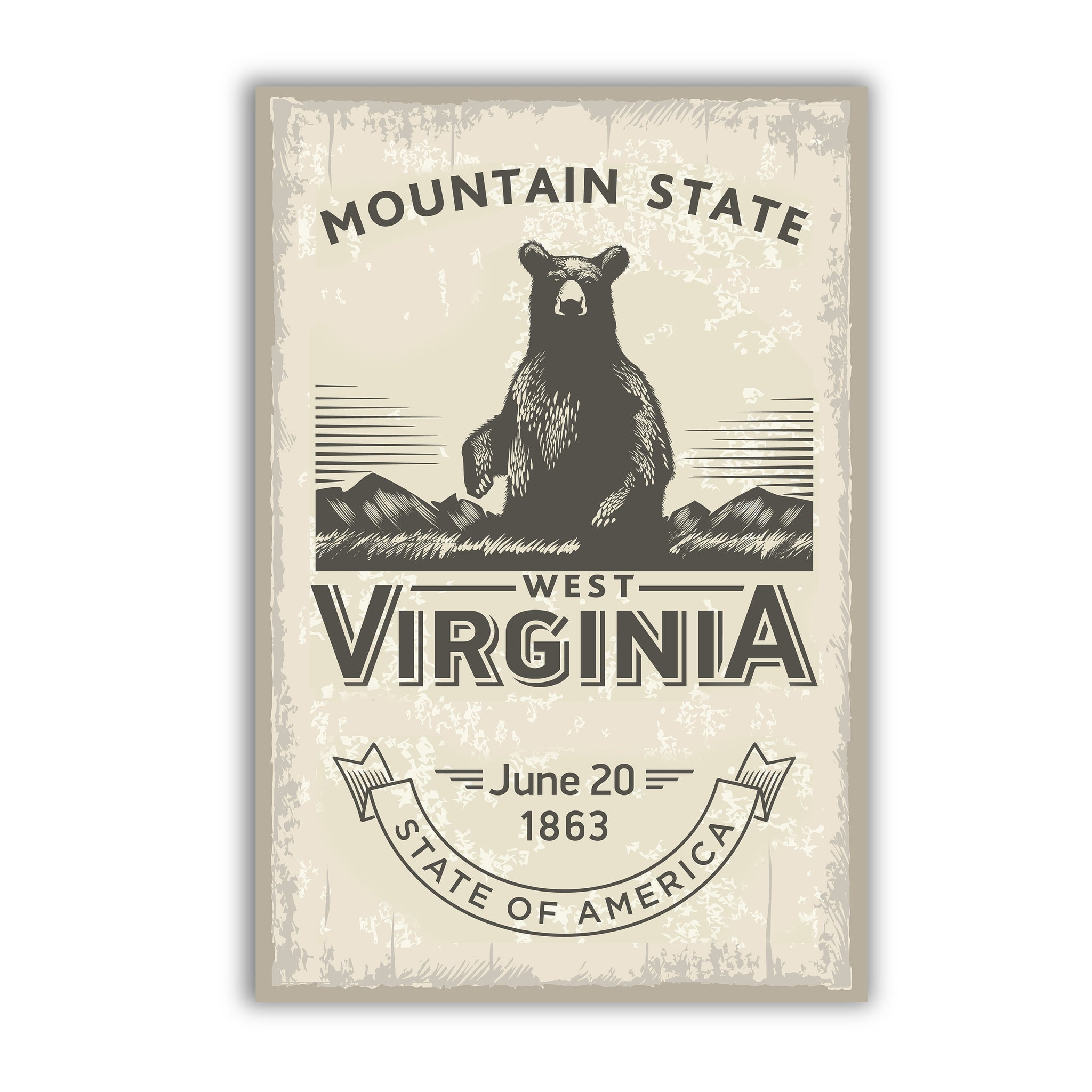 West Virginia State Symbol Poster, Poster Print, West Virginia State Emblem Poster, Retro Travel State Poster, Home and Office Wall Art