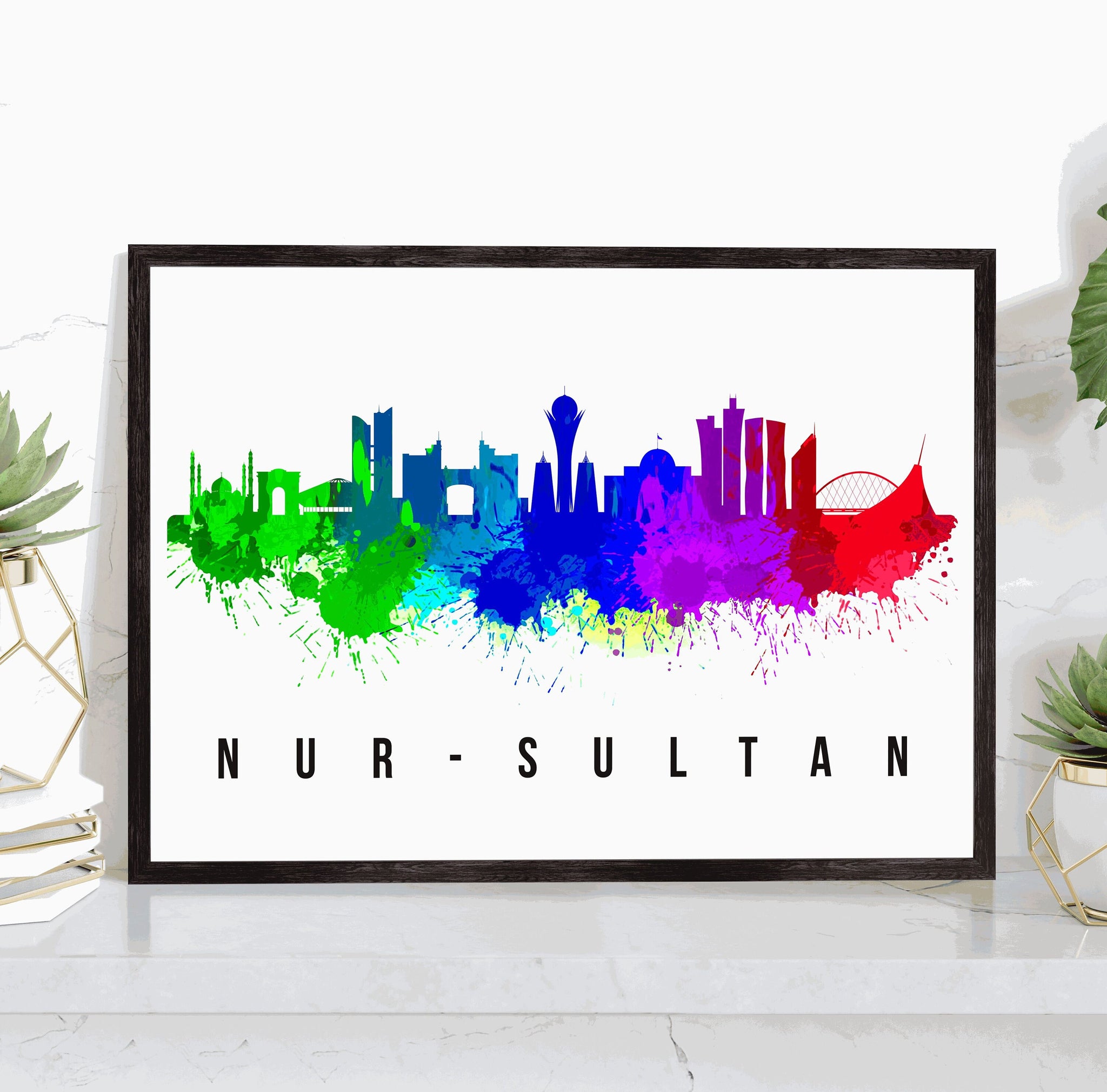 NUR SULTAN - KAZAKHSTAN Poster,  Skyline Poster Cityscape and Landmark Print, Nur Sultan Illustration Home Wall Art, Office Decor