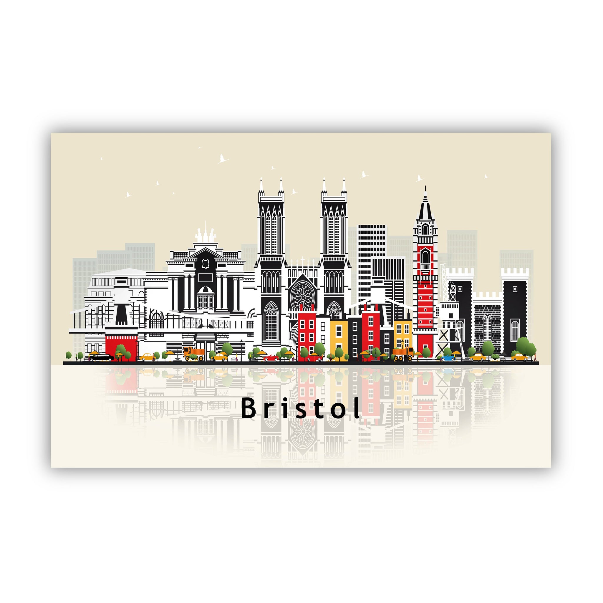 BRISTOL PENNSYLVANIA Illustration skyline poster, Bristol State modern skyline cityscape poster, Landmark art print, Home decoration idea
