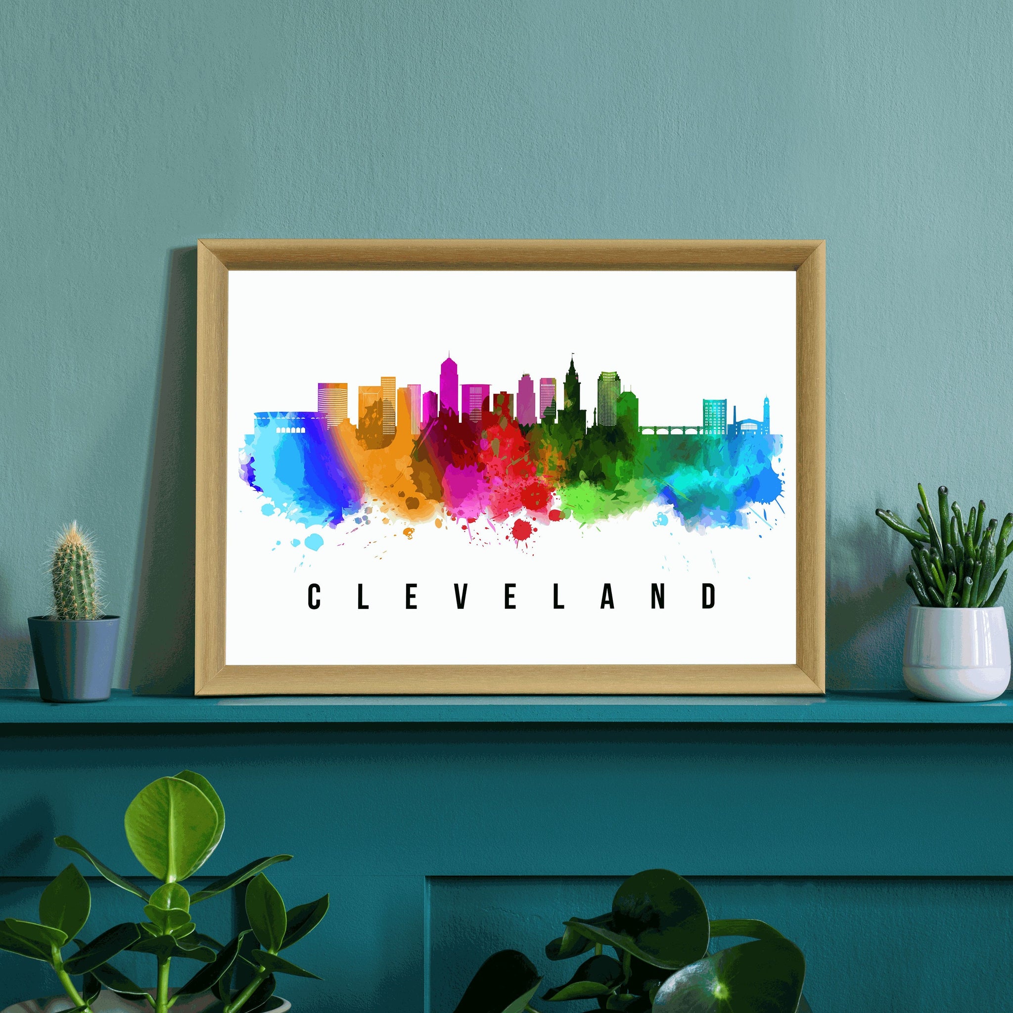 Cleveland - Ohio Skyline Poster, Cleveland Cityscape Painting, Cleveland - Ohio Landmark and Cityscape Print, Home and Office Wall Art