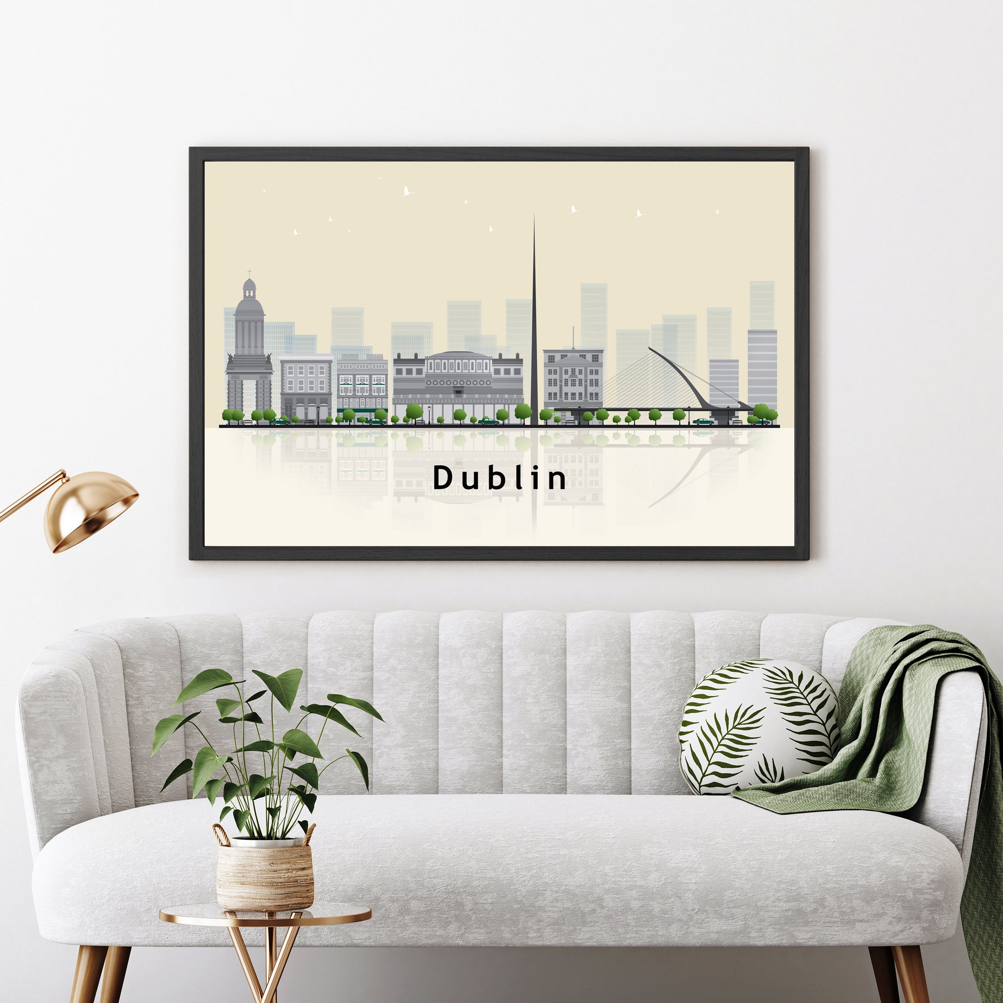 DUBLIN REPUBLIC of Ireland Illustration skyline poster, Modern skyline cityscape poster print, Landmark map poster, Home wall art decoration
