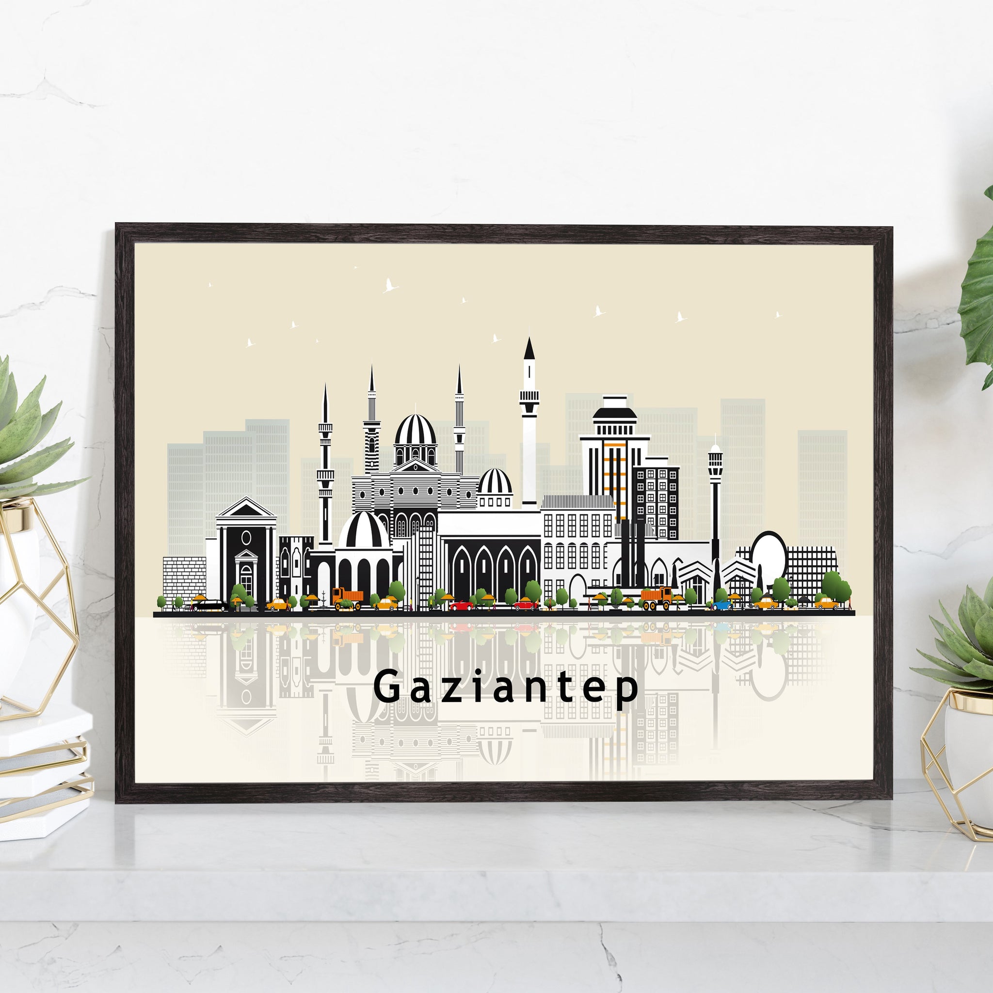 GAZIANTEP TURKEY Illustration skyline poster, Modern skyline cityscape poster print, Gaziantep landmark map poster, Home wall decoration