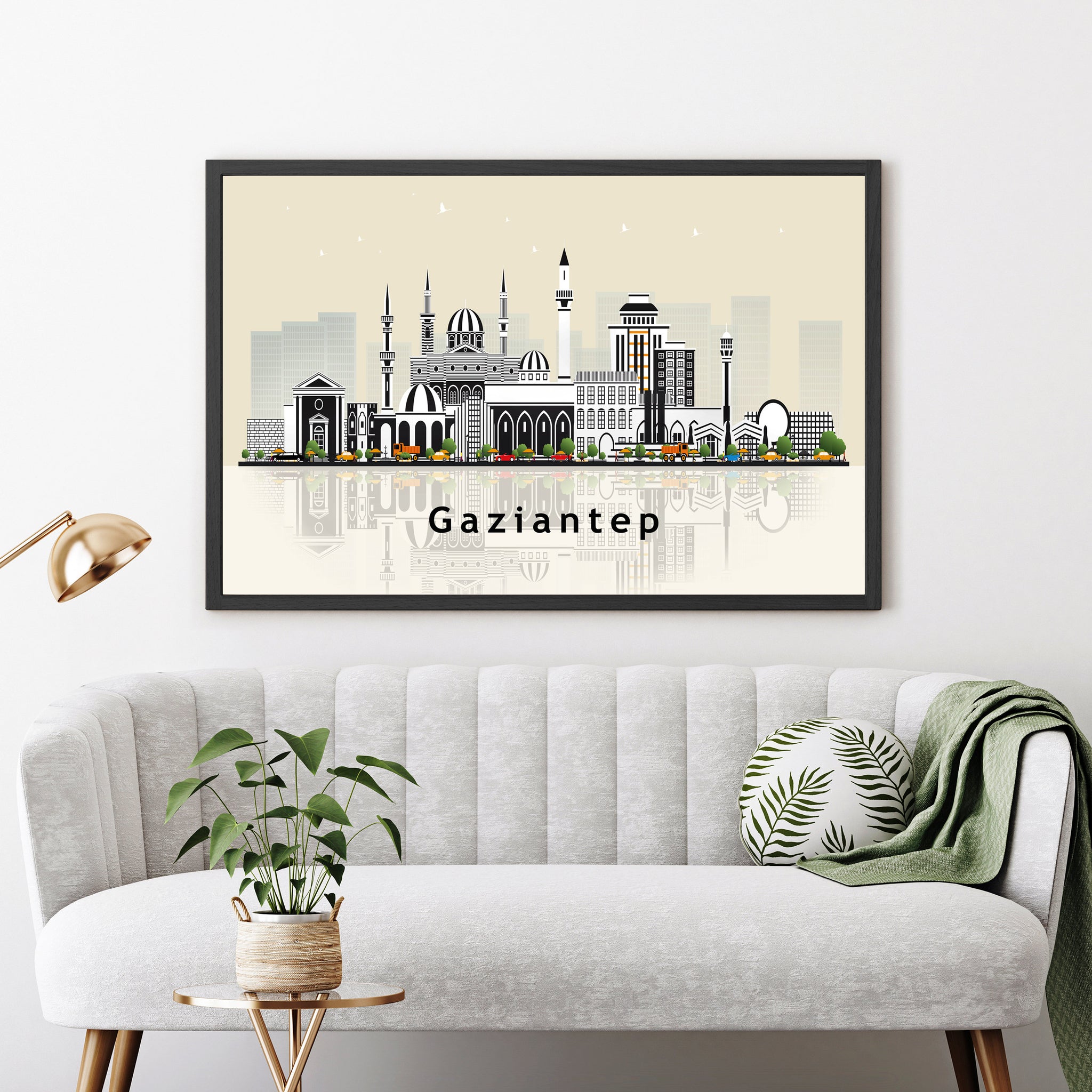 GAZIANTEP TURKEY Illustration skyline poster, Modern skyline cityscape poster print, Gaziantep landmark map poster, Home wall decoration