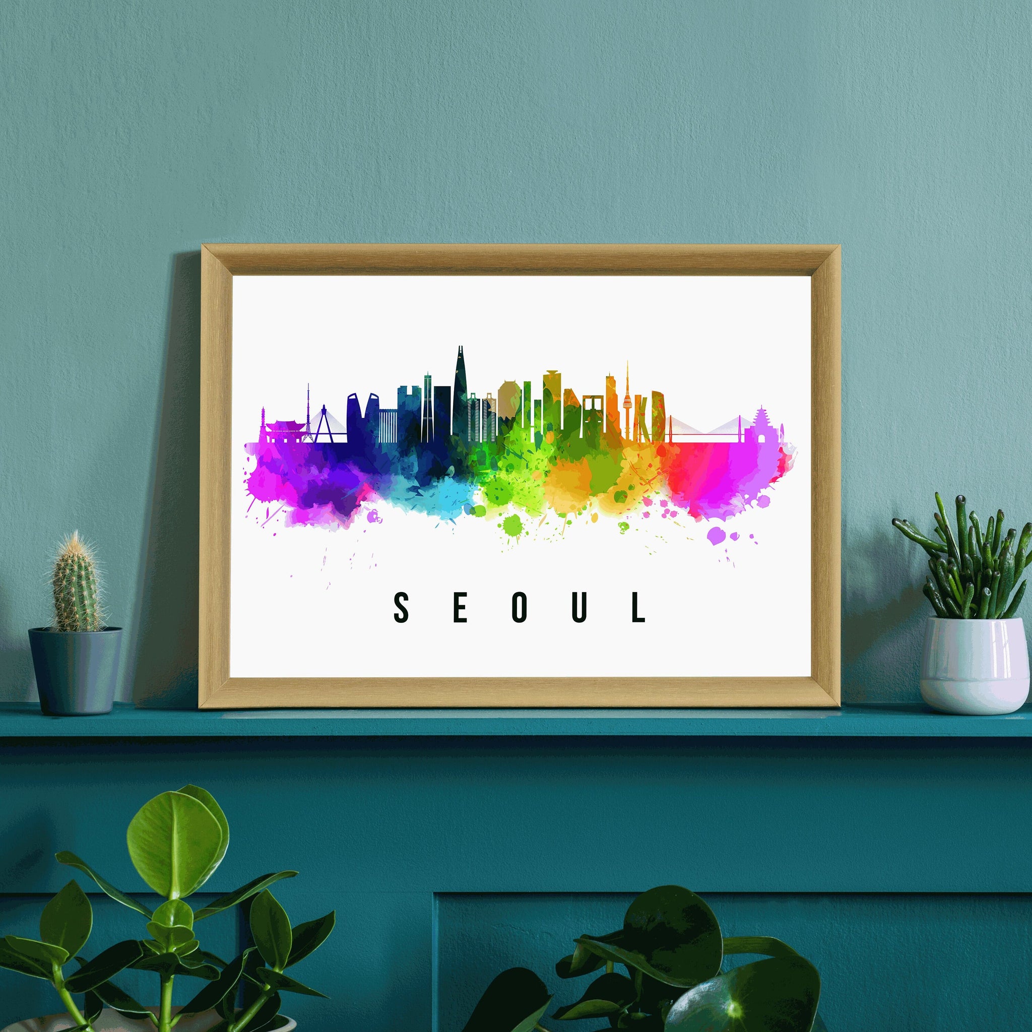 SEOUL - SOUTH KOREA Poster,  Skyline Poster Cityscape and Landmark Seoul Illustration Home Wall Art, Office Decor