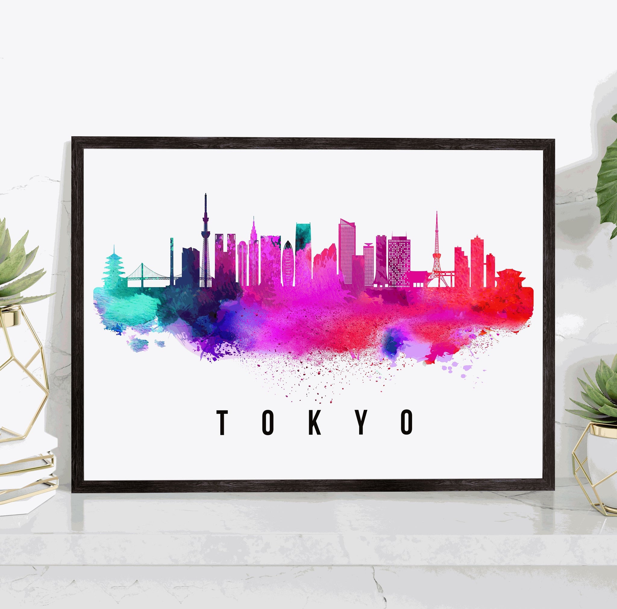 TOKYO - JAPAN Poster,  Skyline Poster Cityscape and Landmark Tokyo Illustration Home Wall Art, Office Decor