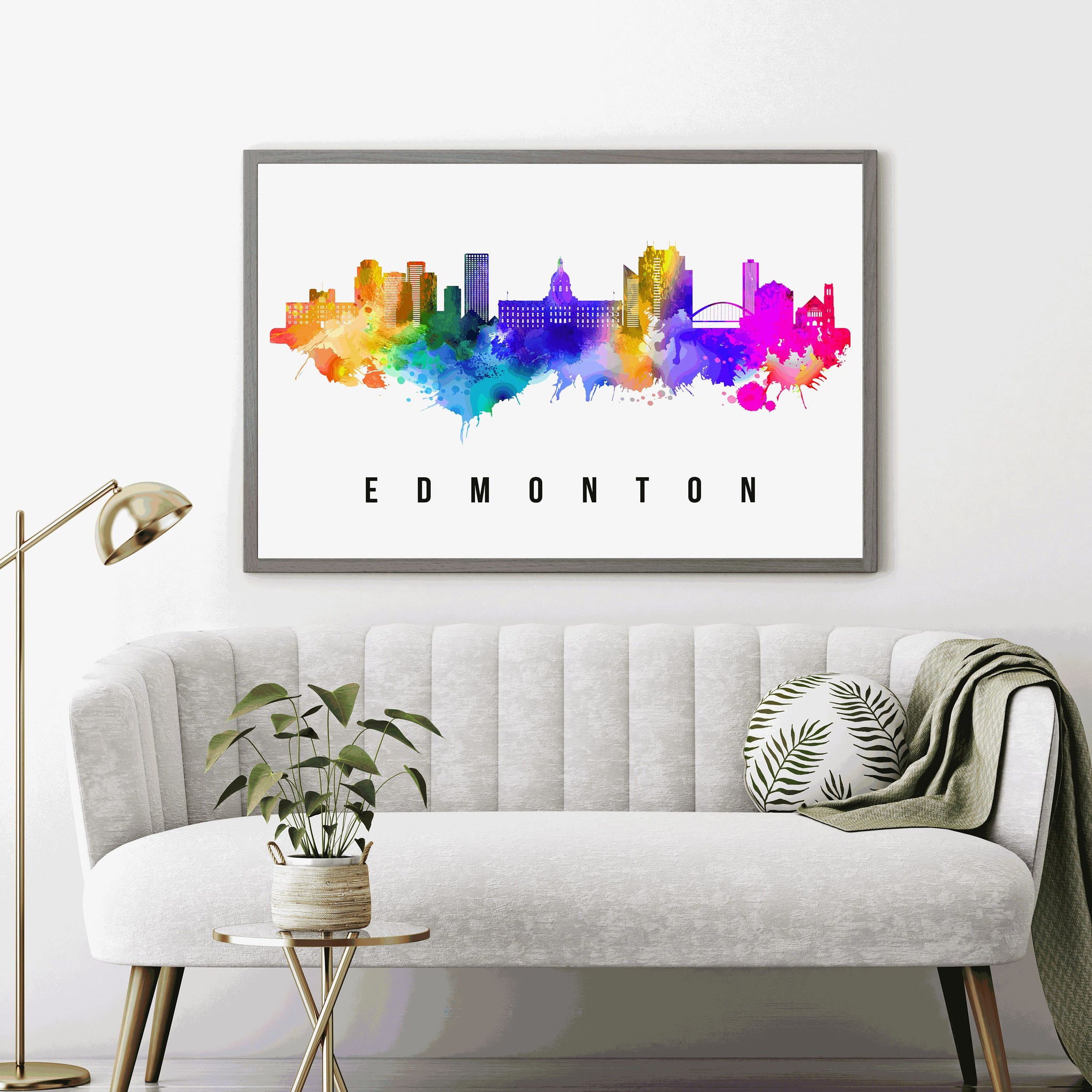 EDMONTON - CANADA Poster,  Skyline Poster Cityscape and Landmark Edmonton Illustration Home Wall Art, Office Decor