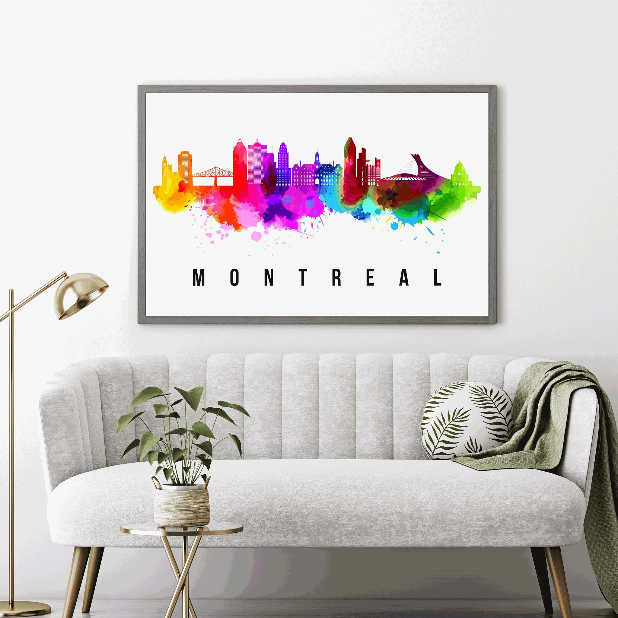 MONTREAL - CANADA Poster,  Skyline Poster Cityscape and Landmark Montreal Illustration Home Wall Art, Office Decor