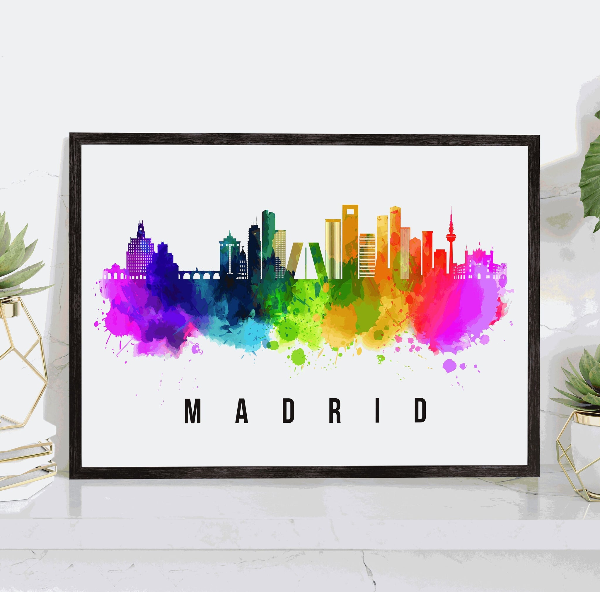 MADRID - SPAIN Poster, Skyline Poster Cityscape and Landmark Madrid Illustration Home Wall Art, Office Decor