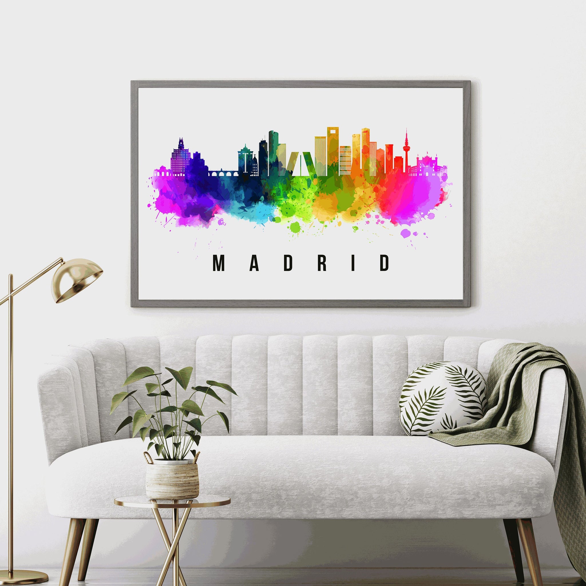 MADRID - SPAIN Poster, Skyline Poster Cityscape and Landmark Madrid Illustration Home Wall Art, Office Decor
