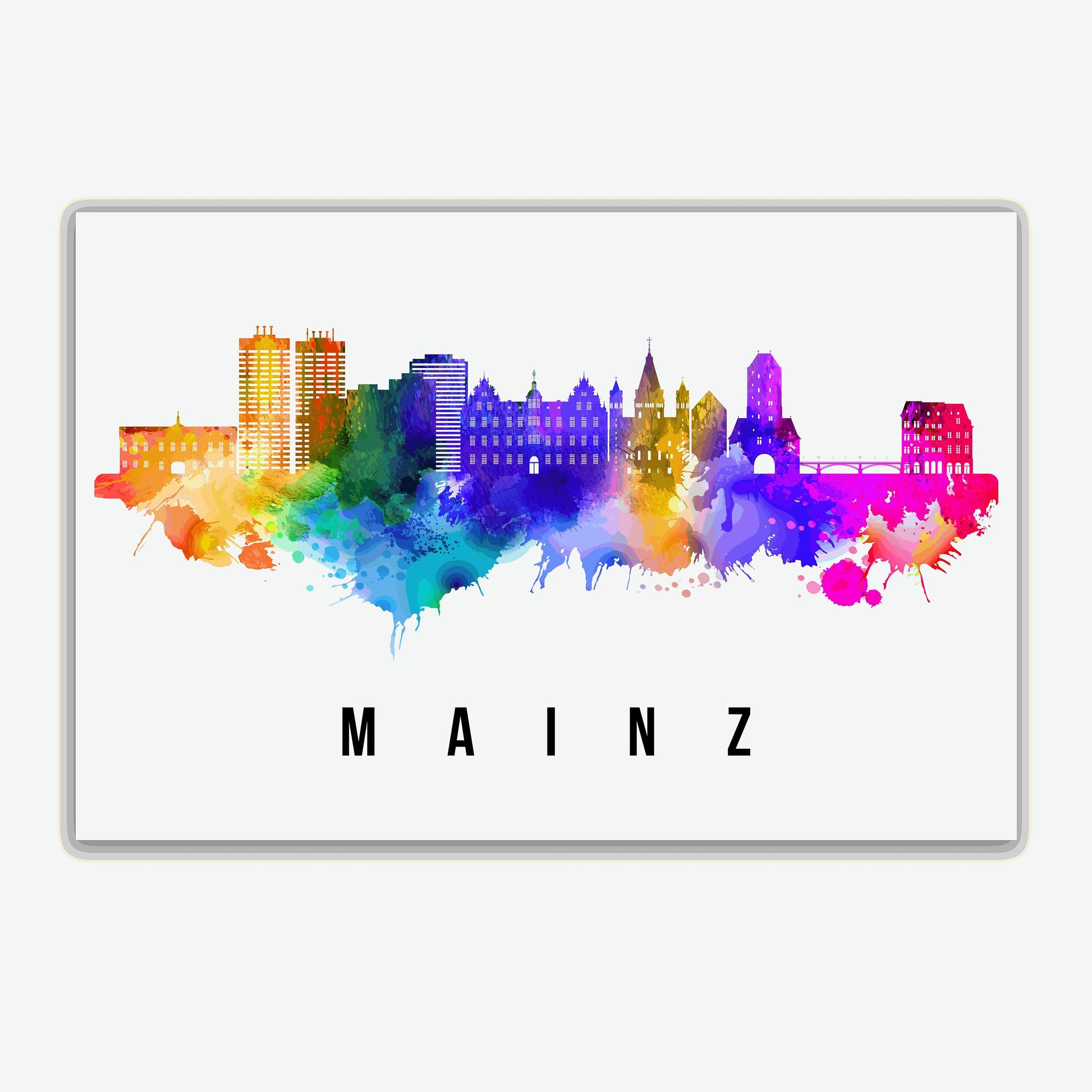 MAINZ - GERMANY Poster, Skyline Poster Cityscape and Landmark Mainz Illustration Home Wall Art, Office Decor