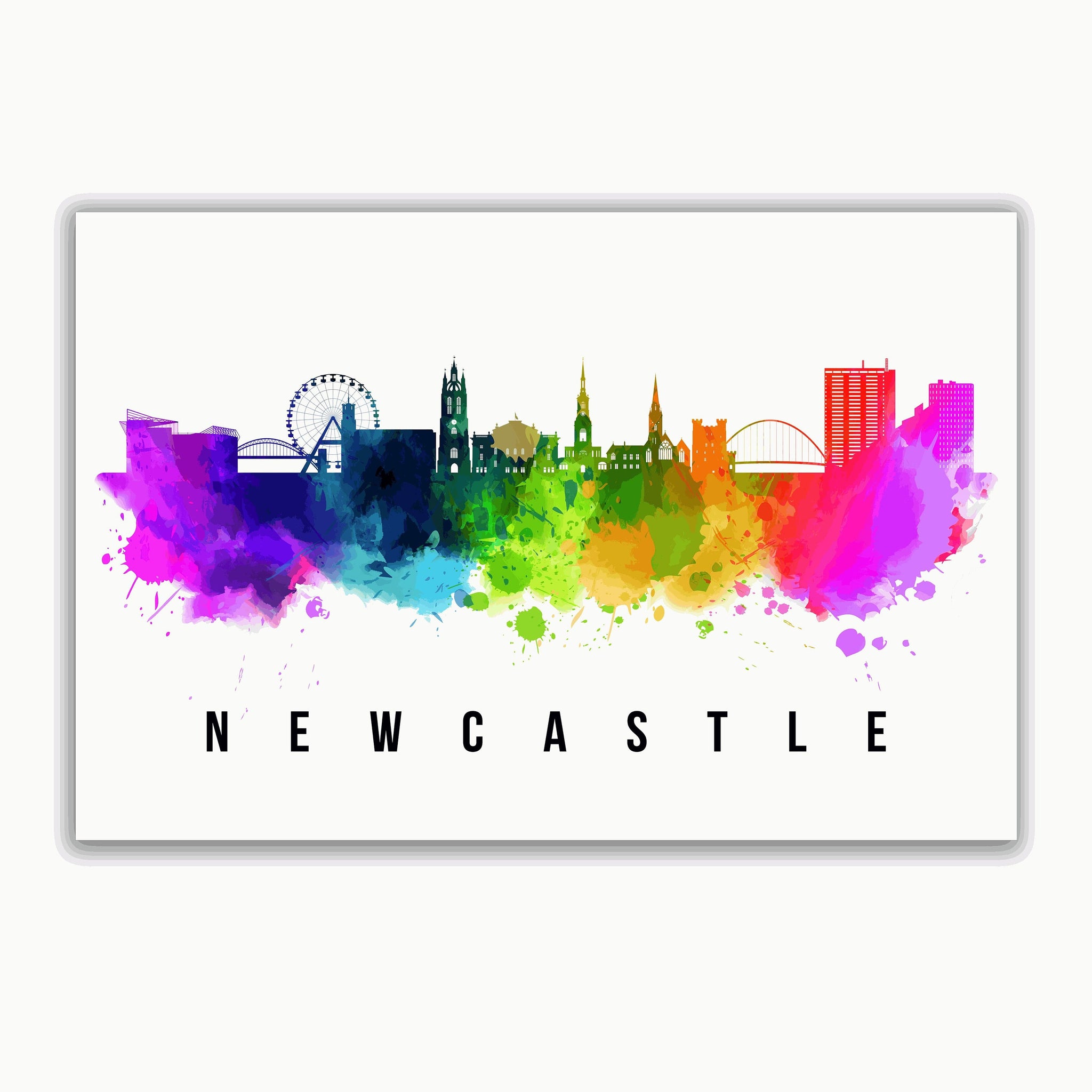 NEWCASTLE - UNITED KINGDOM Poster, Skyline Poster Cityscape and Landmark Newcastle Illustration Home Wall Art, Office Decor