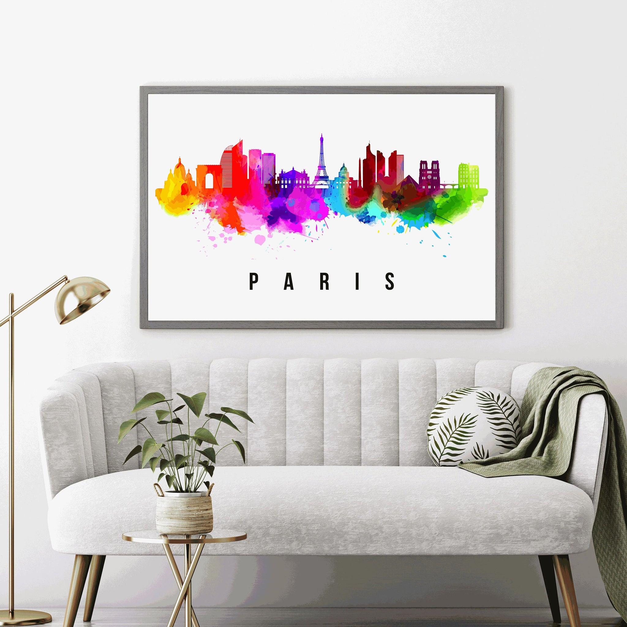 PARIS - FRANCE Poster, Skyline Poster Cityscape and Landmark Paris Illustration Home Wall Art, Office Decor