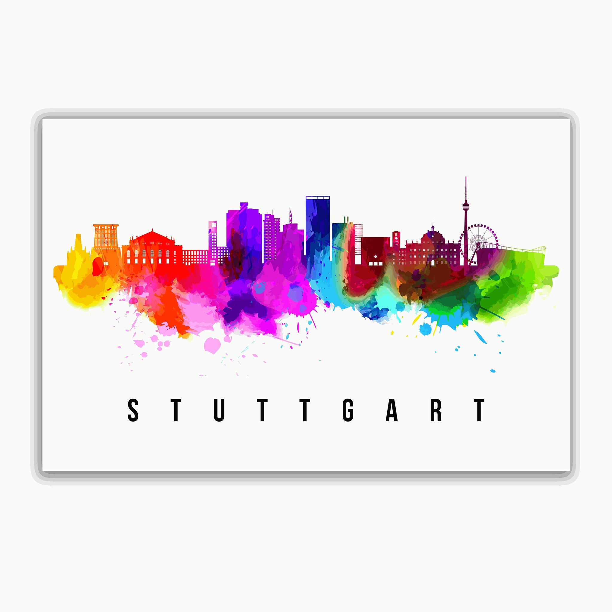 STUTTGART - GERMANY Poster, Skyline Poster Cityscape and Landmark Stuttgart Illustration Home Wall Art, Office Decor