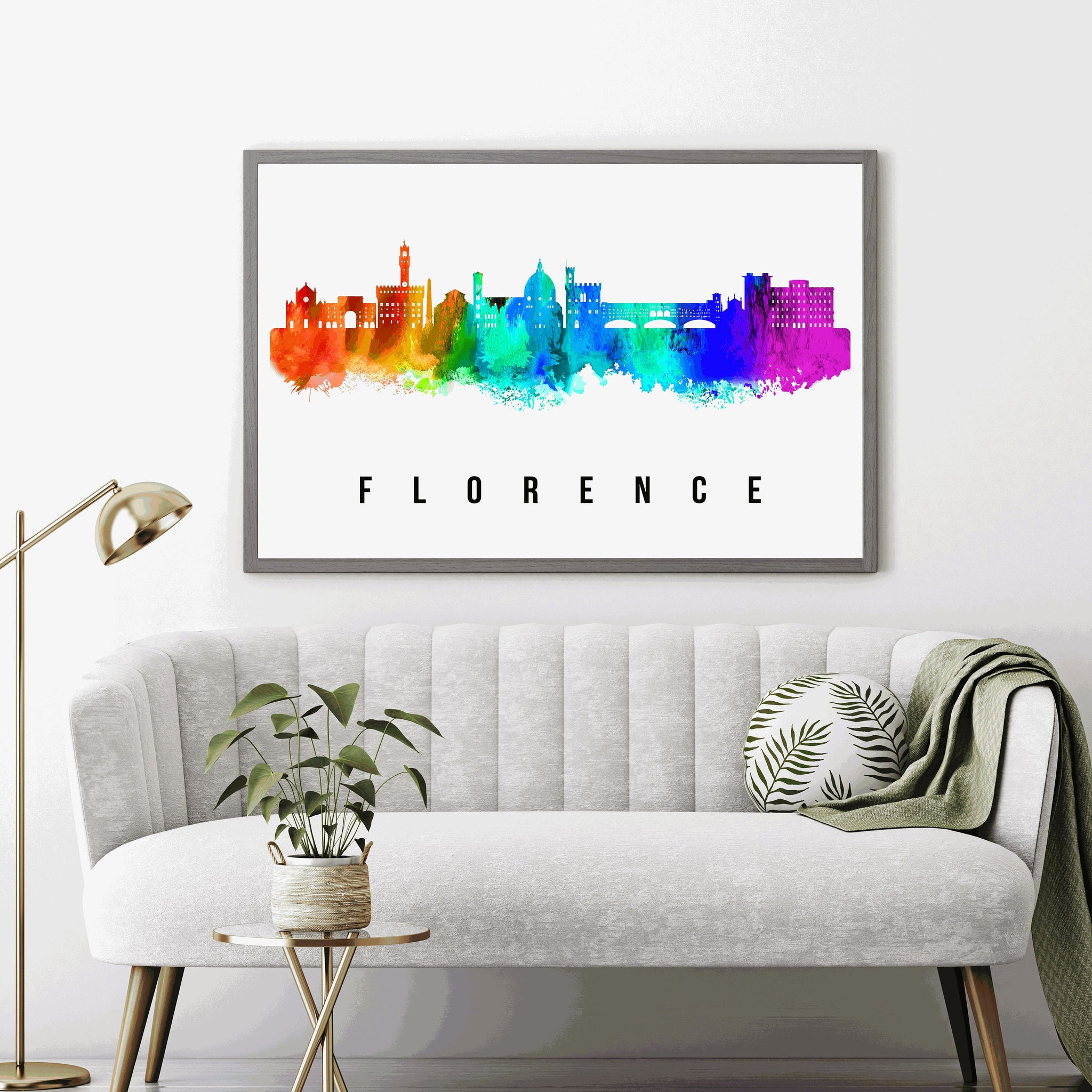 FLORENCE - ITALY Poster, Skyline Poster Cityscape and Landmark Florence City Illustration Home Wall Art, Office Decor