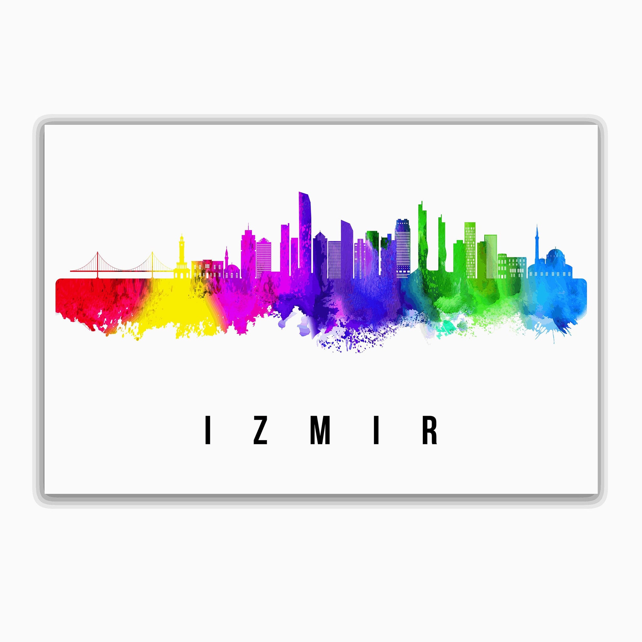 IZMIR - TURKEY Poster, Skyline Poster Cityscape and Landmark Izmir City Illustration Home Wall Art, Office Decor