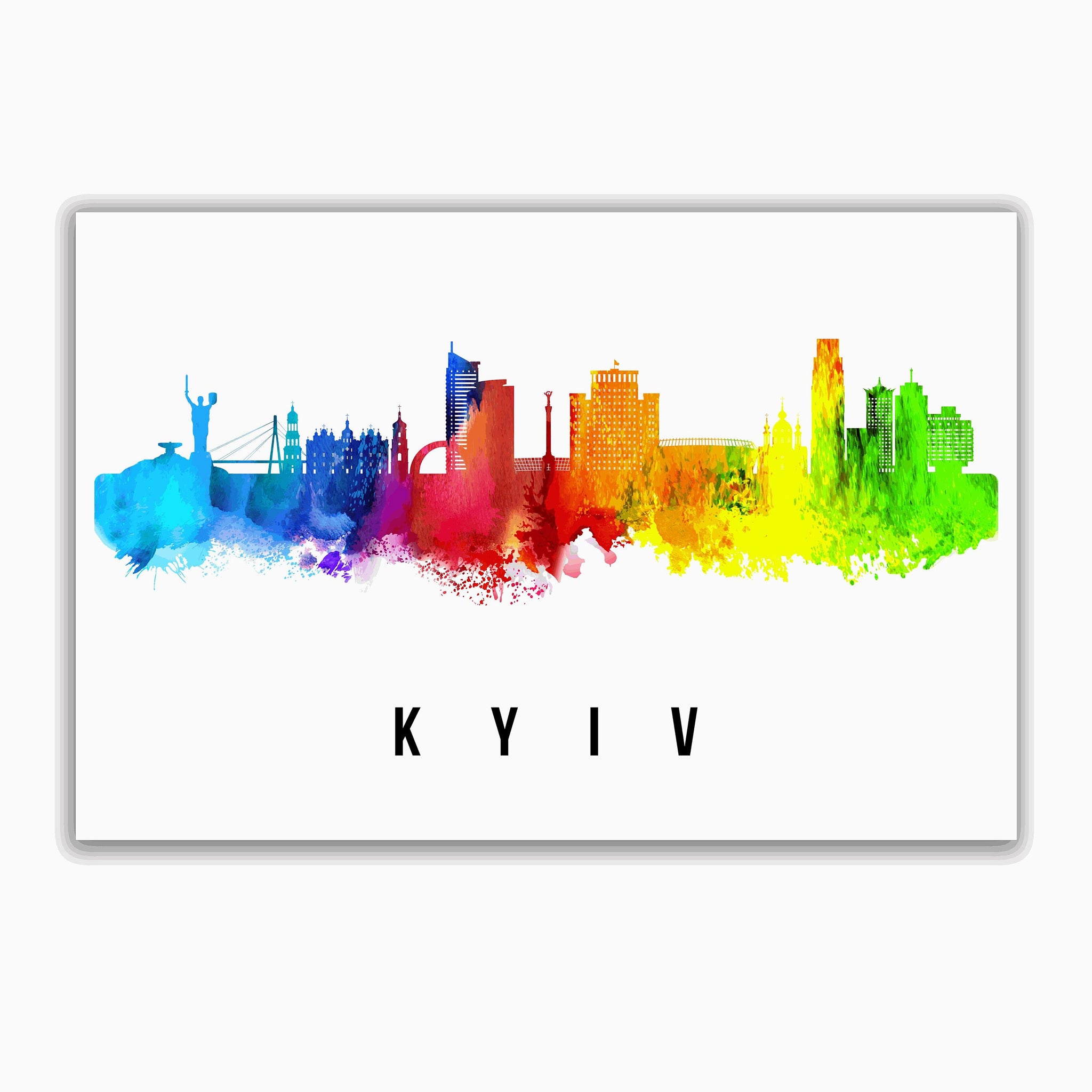 KYIV - UKRAINE  Poster, Skyline Poster Cityscape and Landmark Kyiv City Illustration Home Wall Art, Office Decor