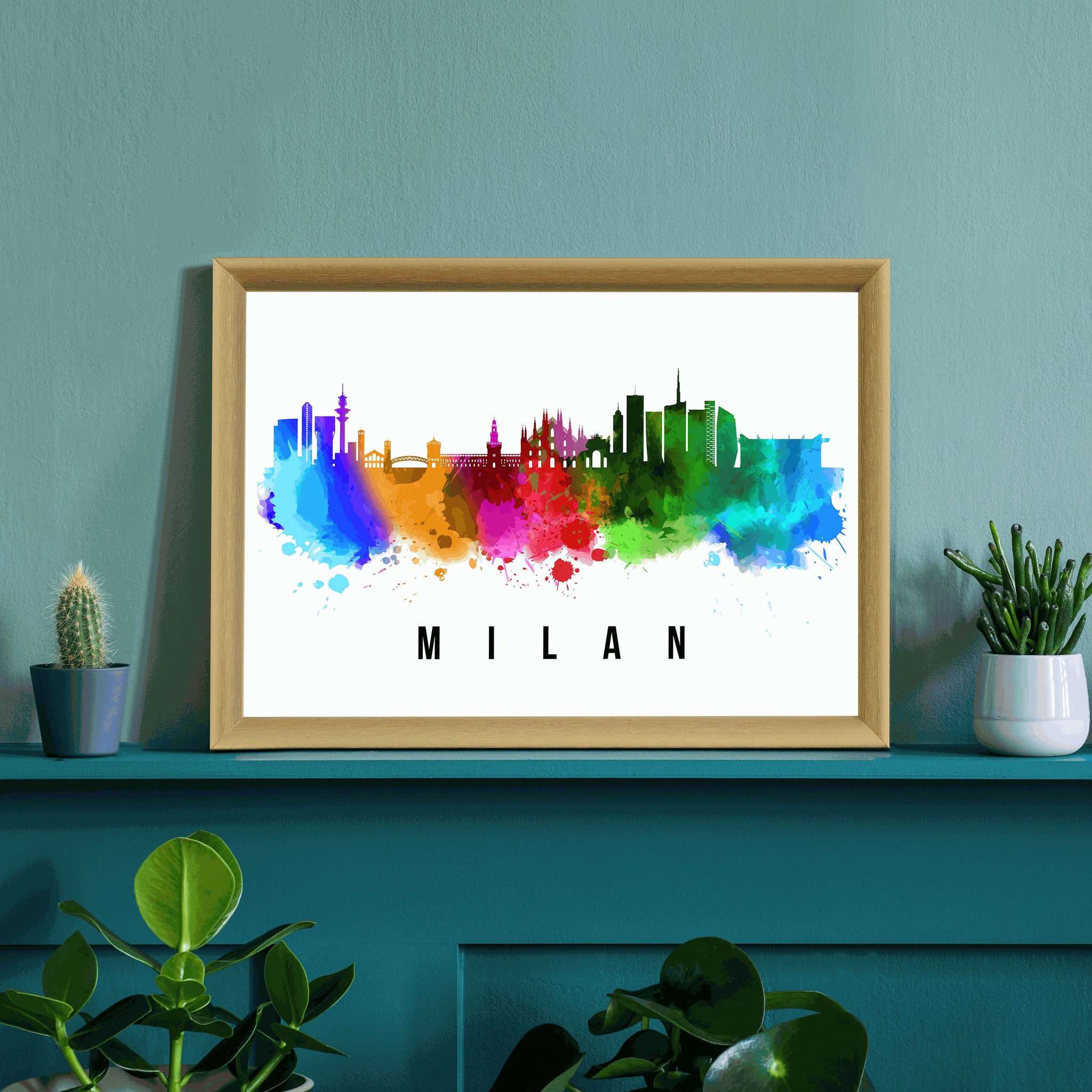 MILAN - ITALY Poster, Skyline Poster Cityscape and Landmark Milan City Illustration Home Wall Art, Office Decor
