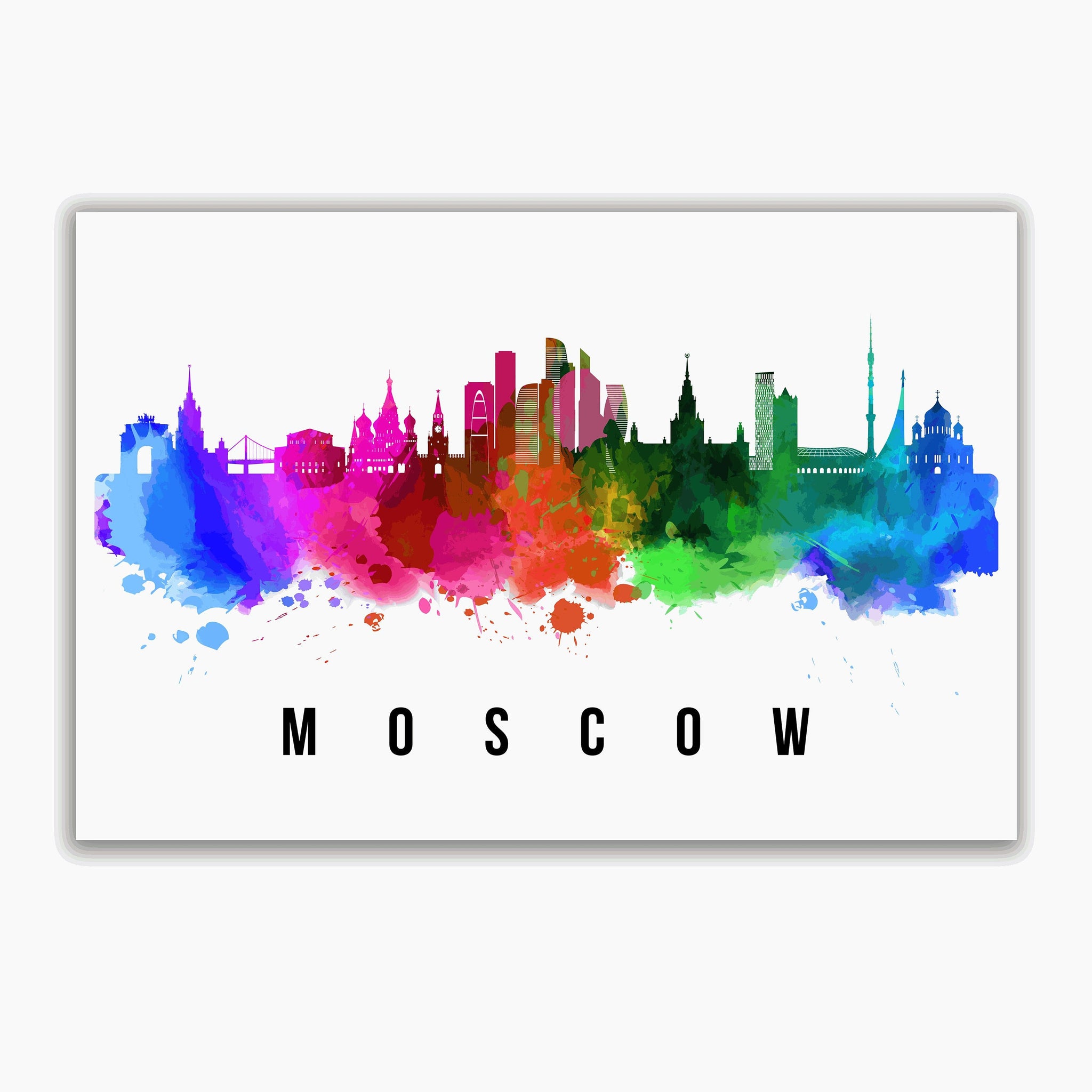 MOSCOW - RUSSIA Poster, Skyline Poster Cityscape and Landmark Moscow City Illustration Home Wall Art, Office Decor