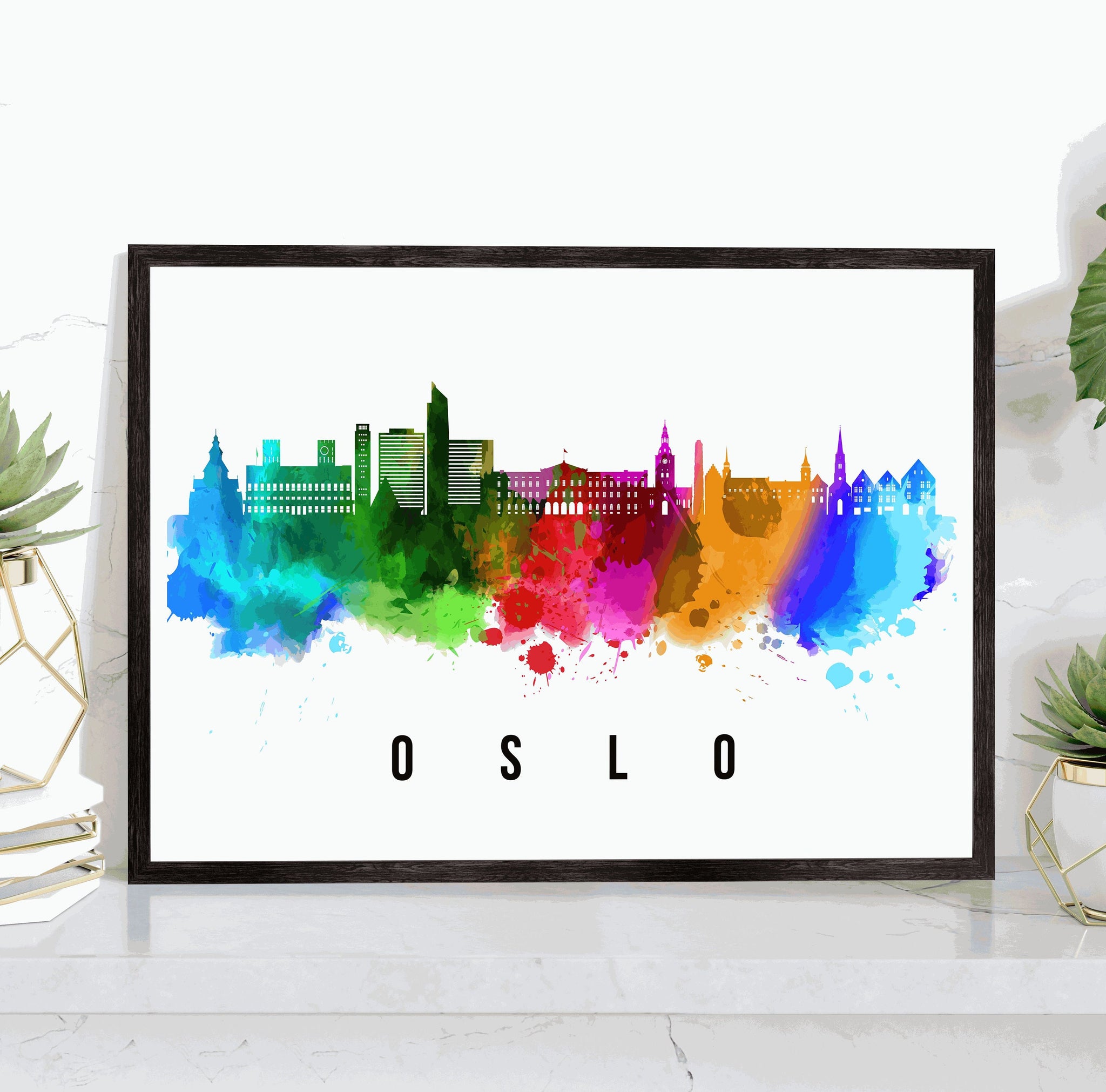 OSLO - NORWAY Poster, Skyline Poster Cityscape and Landmark Oslo City Illustration Home Wall Art, Office Decor