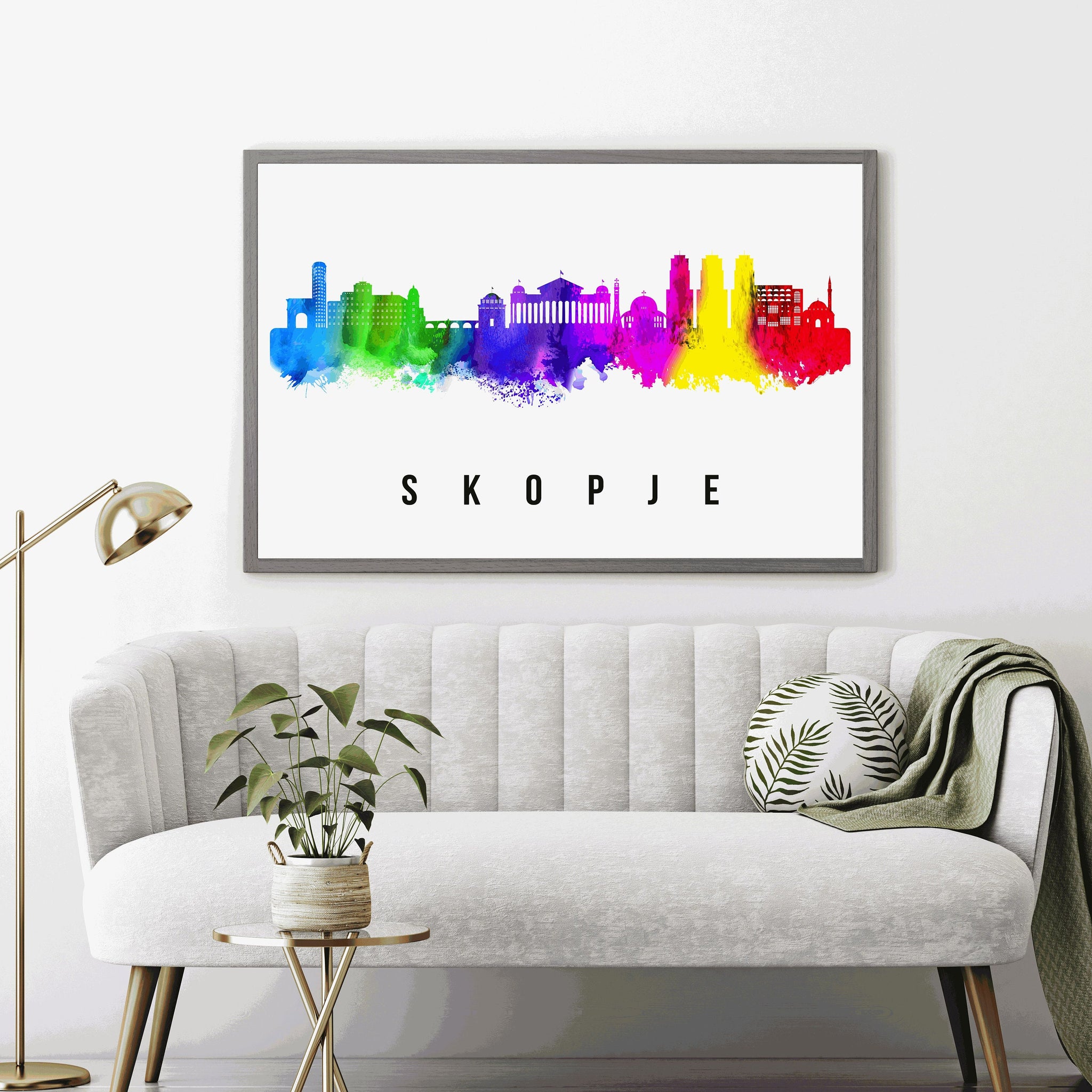 SKOPJE - MACEDONIA Poster, Skyline Poster Cityscape and Landmark Skopje City Illustration Home Wall Art, Office Decor