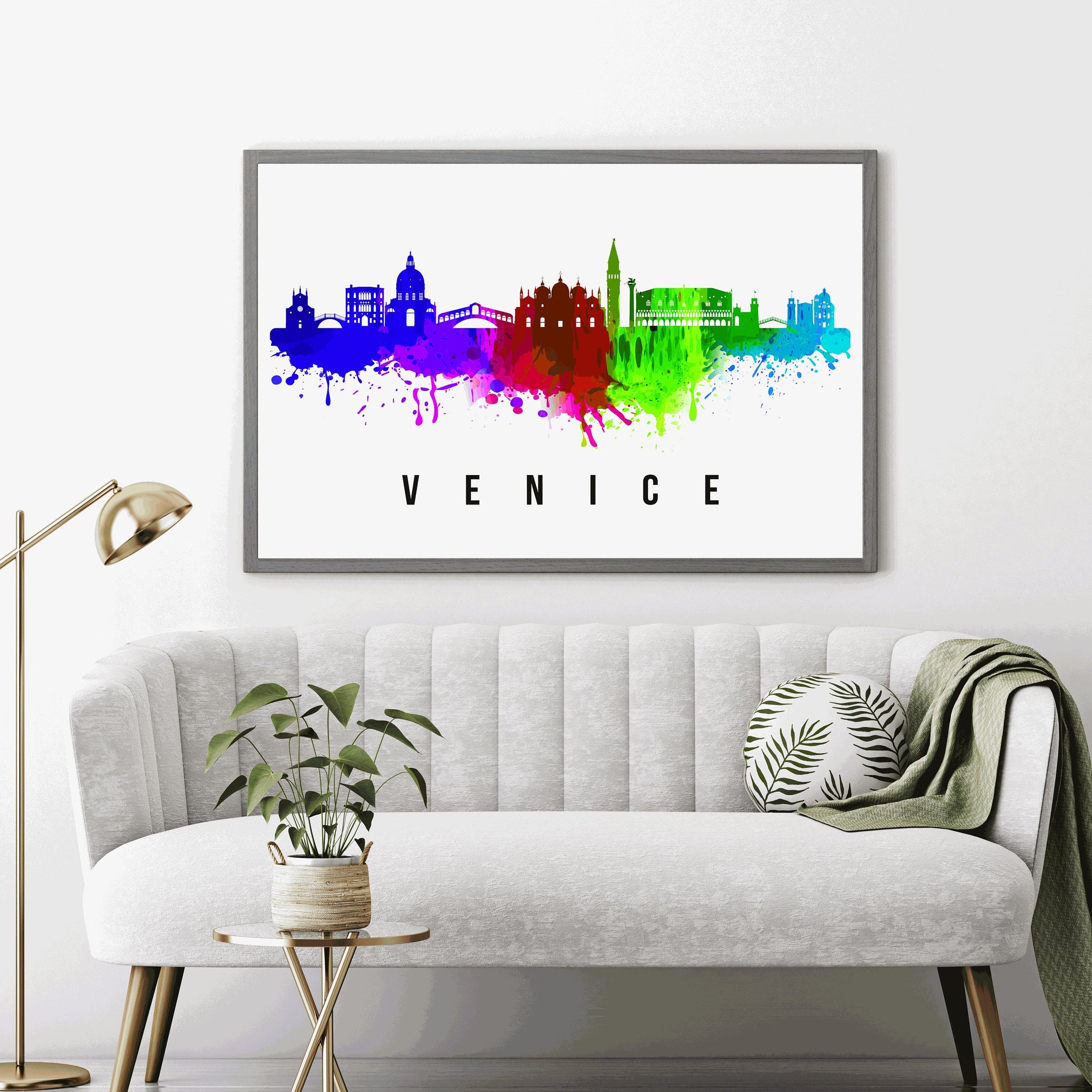 VENICE - ITALY Poster, Skyline Poster Cityscape and Landmark Venice City Illustration Home Wall Art, Office Decor