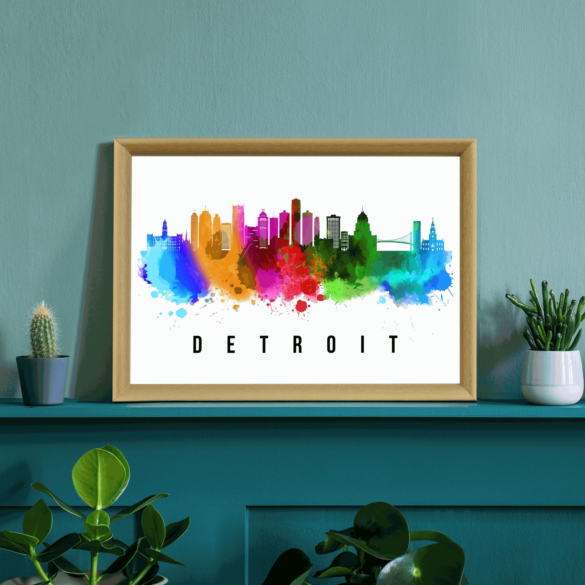 Detroit - Michigan Skyline Poster, Detroit Cityscape Painting, Detroit - Michigan Landmark and Cityscape Print, Home and Office Wall Art