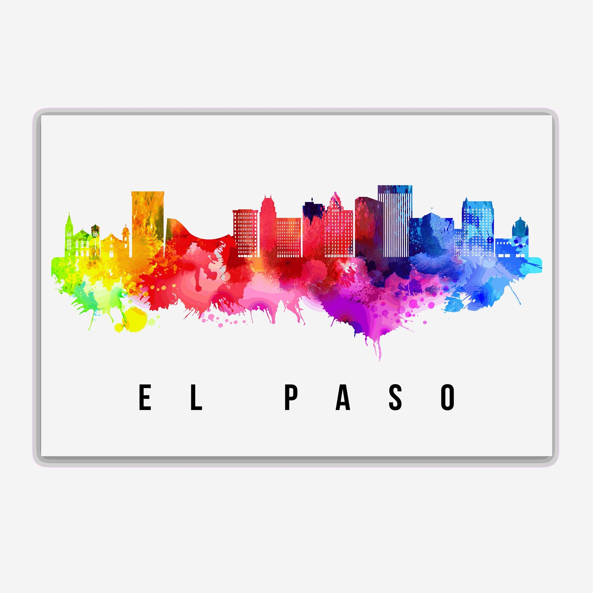 El Paso Texas Skyline Poster, El Paso Texas Cityscape painting poster, El Paso Texas landmark and cityscape Print, Home art, Office wall art