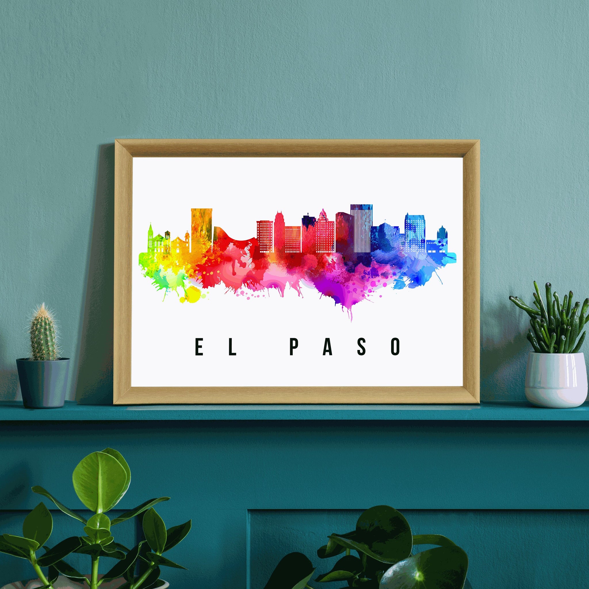 El Paso Texas Skyline Poster, El Paso Texas Cityscape painting poster, El Paso Texas landmark and cityscape Print, Home art, Office wall art