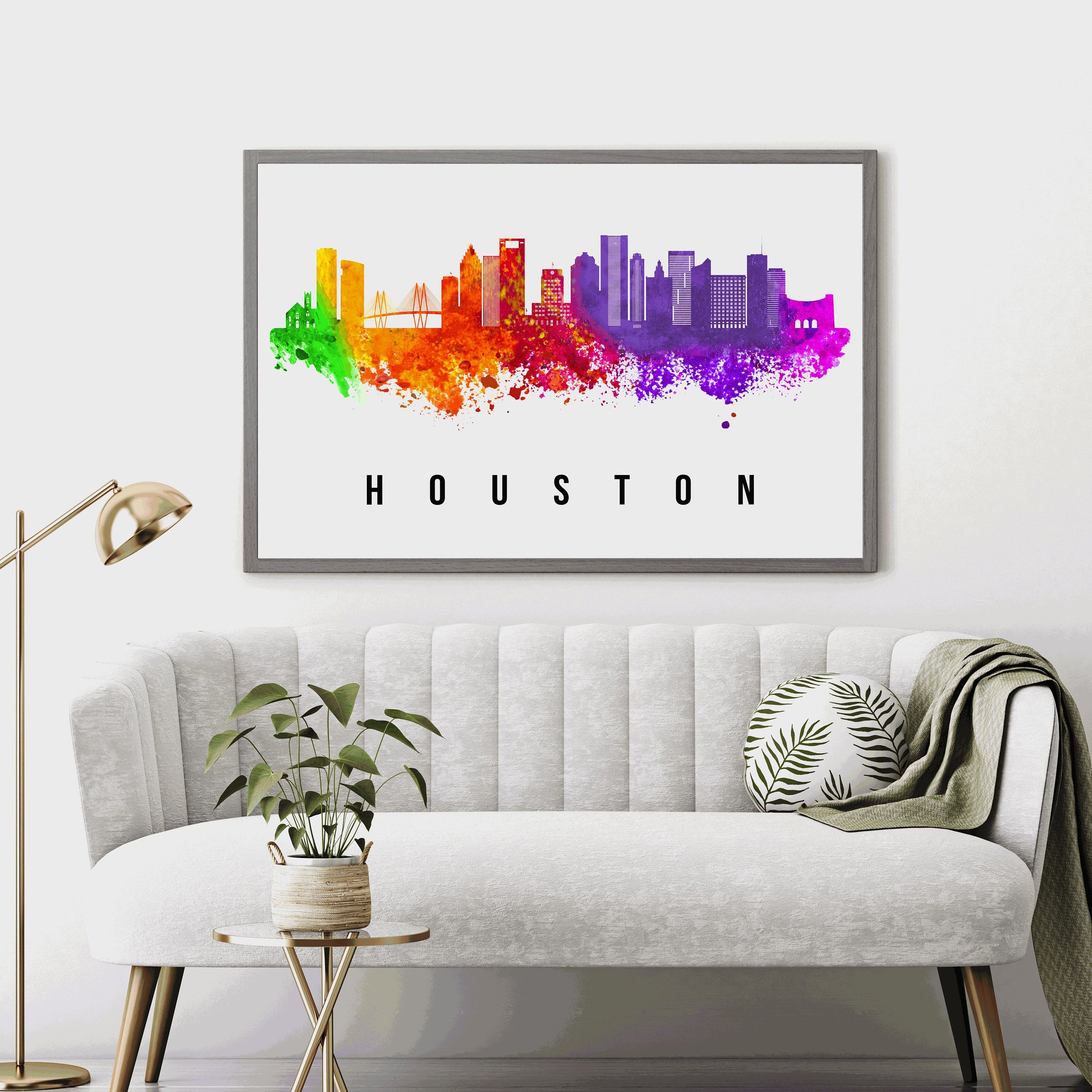 Houston - Texas Skyline Poster, Houston - Texas Cityscape Painting, Houston - Texas Landmark and Cityscape Print, Home and Office Wall Art