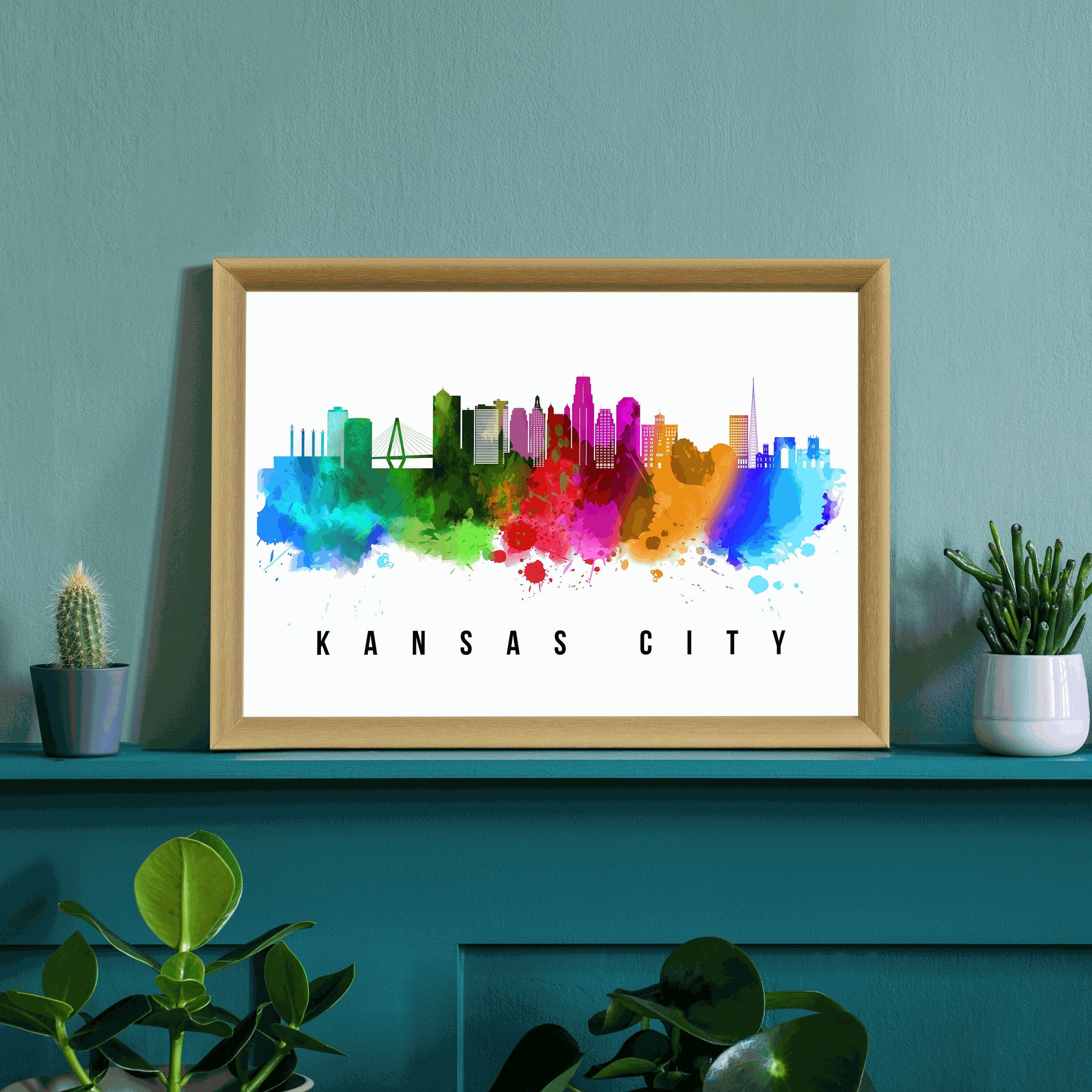 Kansas City - Missouri Skyline Poster, Cityscape Painting, Kansas City - Missouri Landmark and Cityscape Print, Home and Office Wall Art