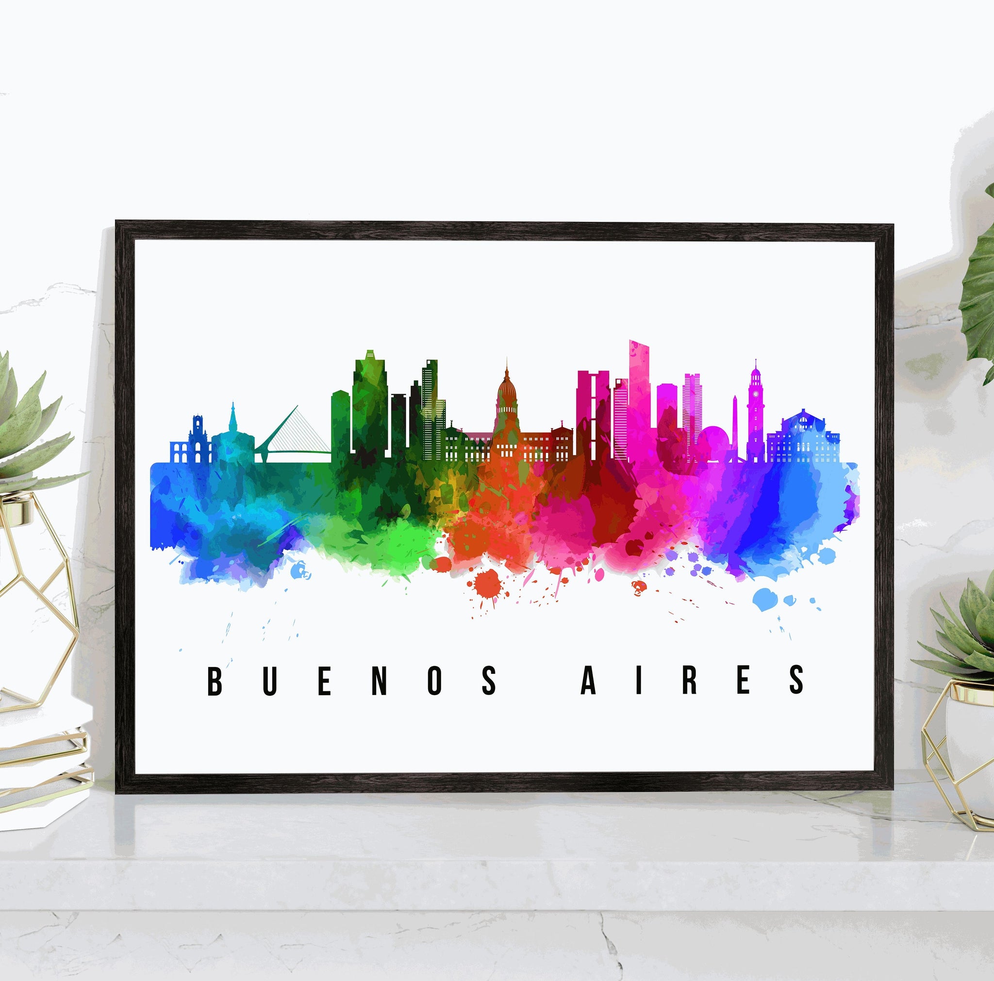 BUENOS AIRES - ARGENTINA Poster, Skyline Poster Cityscape and Landmark Buenos Aires City Illustration Home Wall Art, Office Decor