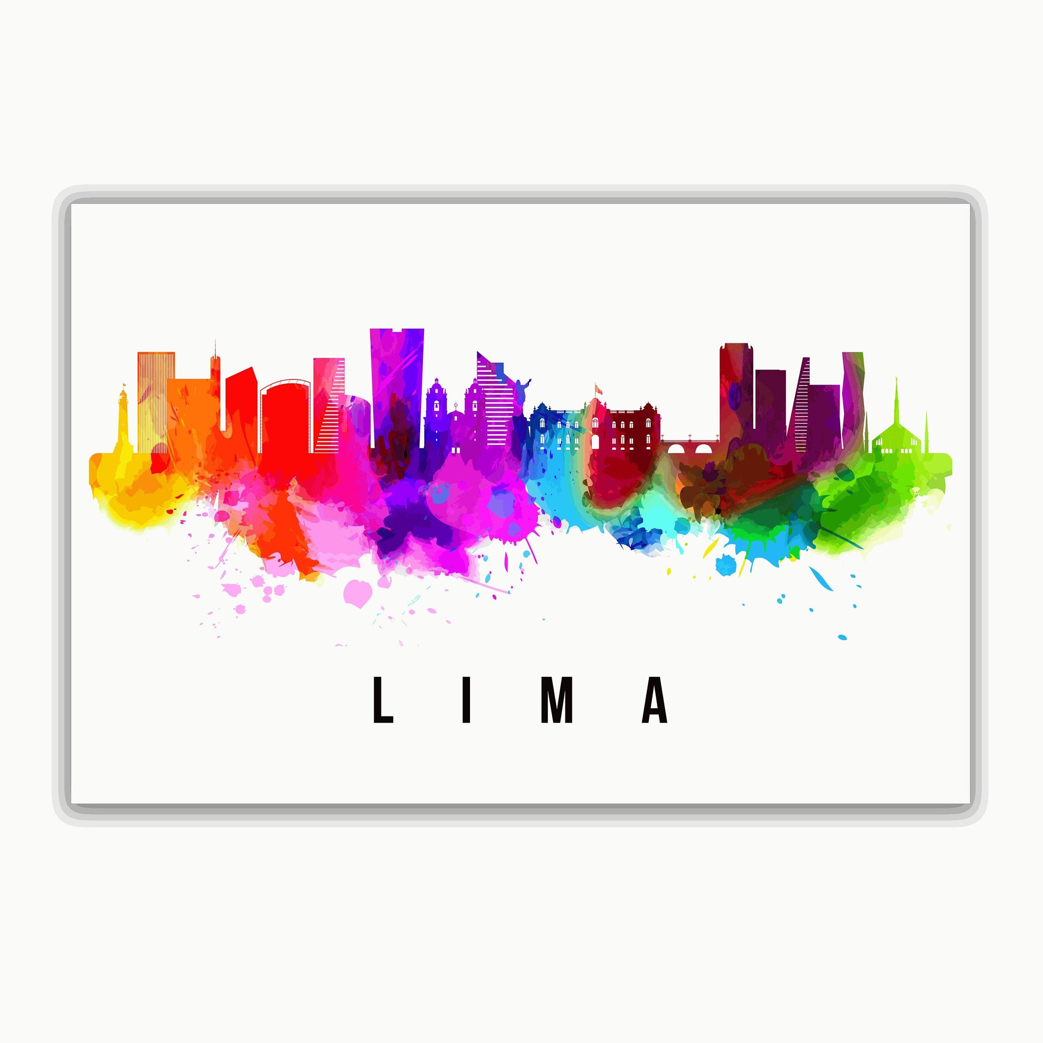 LIMA - PERU Poster, Skyline Poster Cityscape and Landmark Lima City Illustration Home Wall Art, Office Decor