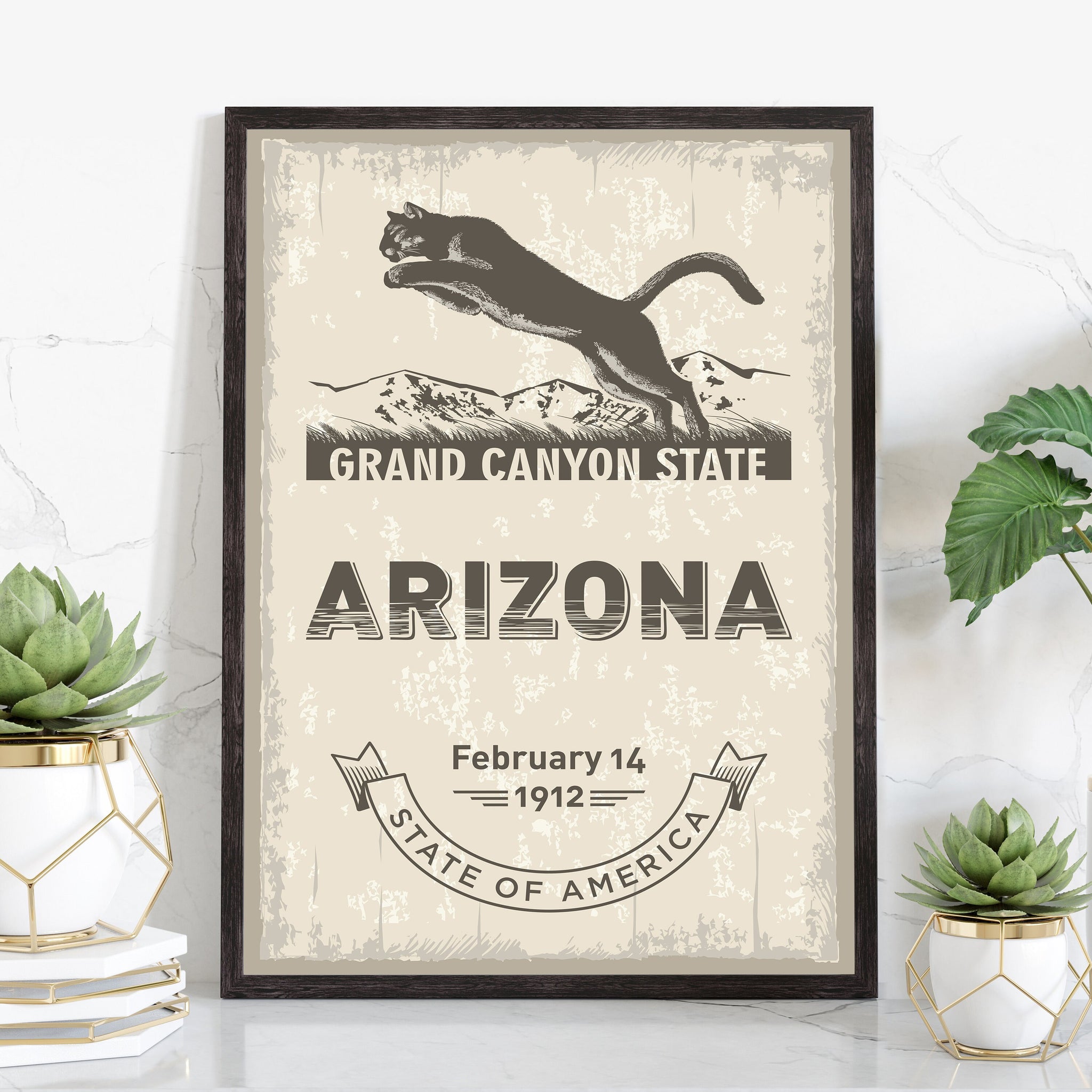 Arizona State Symbol Poster, Arizona State Poster Print, Arizona State Emblem Poster, Retro Travel State Poster, Home and Office Wall Art
