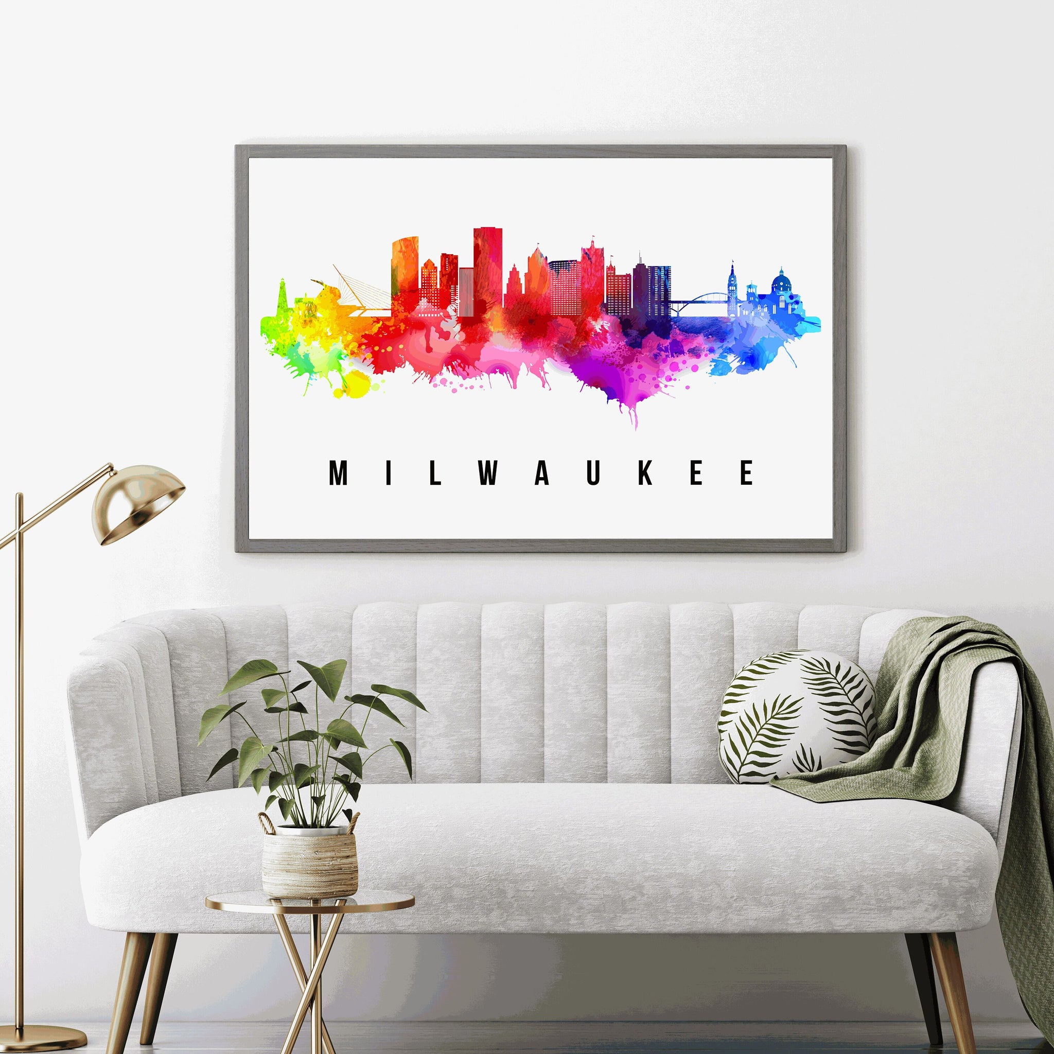 Milwaukee - Wisconsin Poster, Wisconsin Cityscape Painting, Milwaukee Cityscape and Landmark Print, Home Wall Art, Office Wall Decor