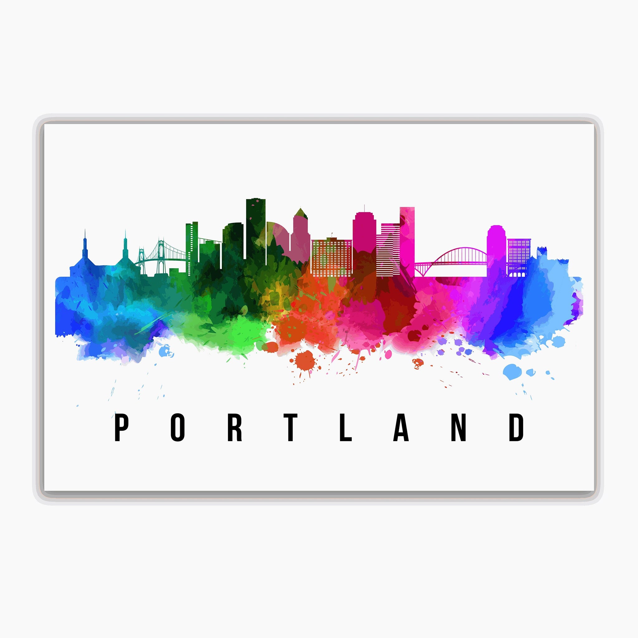 Portland Oregon Skyline Poster, Portland Oregon cityscape painting poster, Portland landmark and cityscape print, Home and office wall art