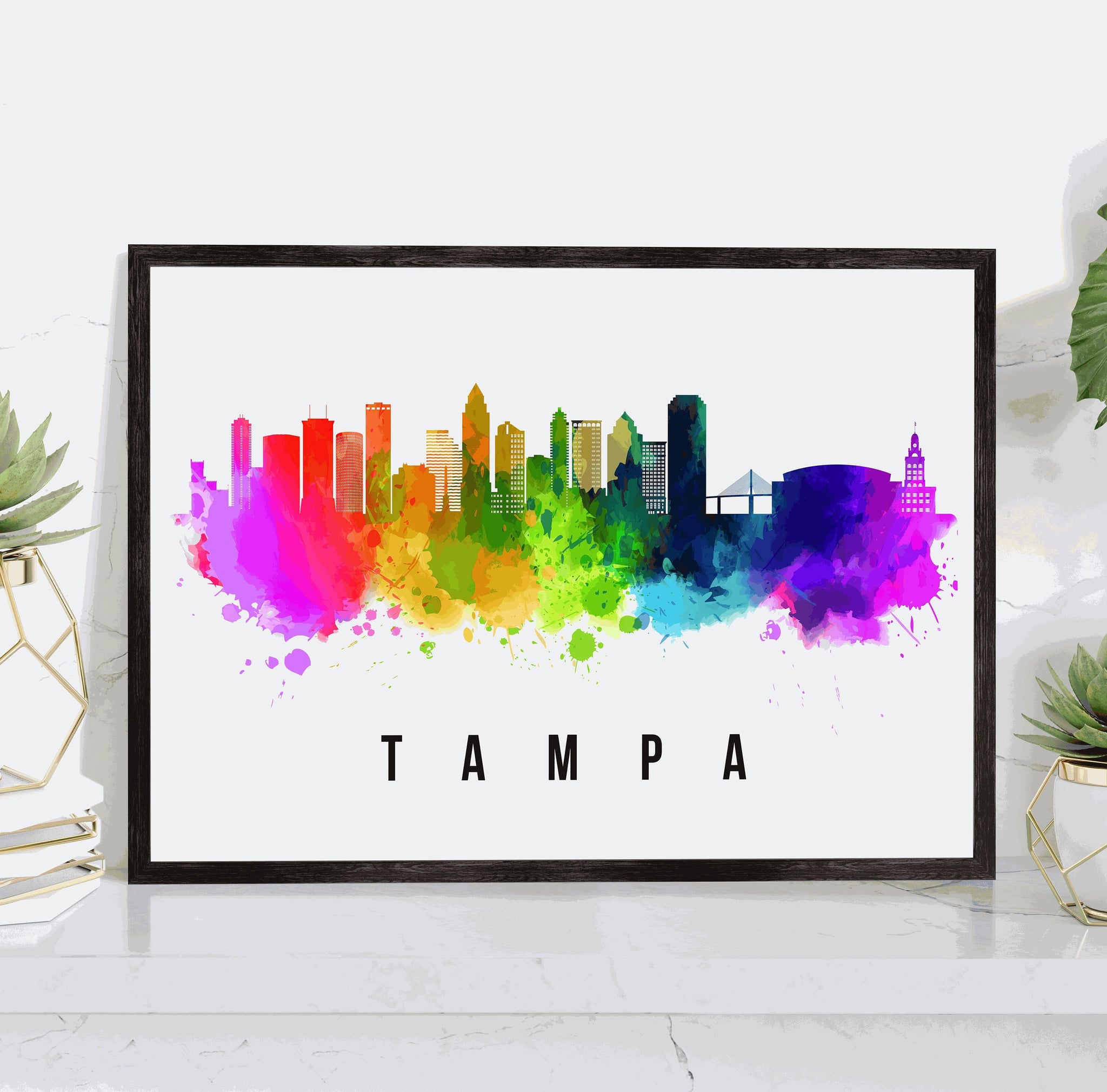 Tampa Florida skyline poster, Tampa Florida Cityscape Print, Tampa Florida landmark poster, Florida cityscape print, Home office wall art