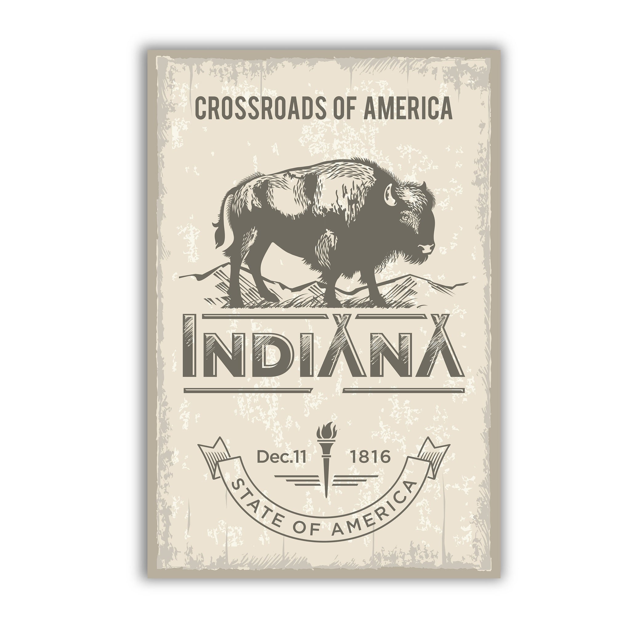 Indiana State Symbol Poster, Indiana State Poster Print, Indiana State Emblem Poster, Retro Travel State Poster, Home and Office Wall Art