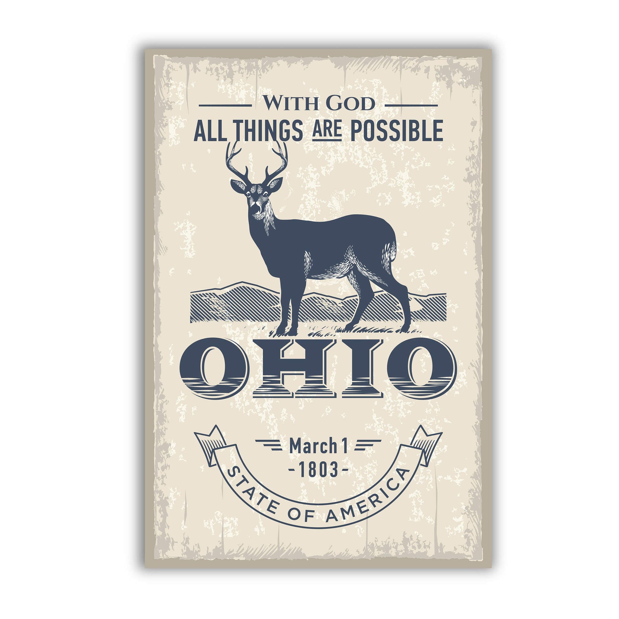 Ohio State Symbol Poster, Ohio State Poster Print, Ohio State Emblem Poster, Retro Travel State Poster, Home and Office Wall Art