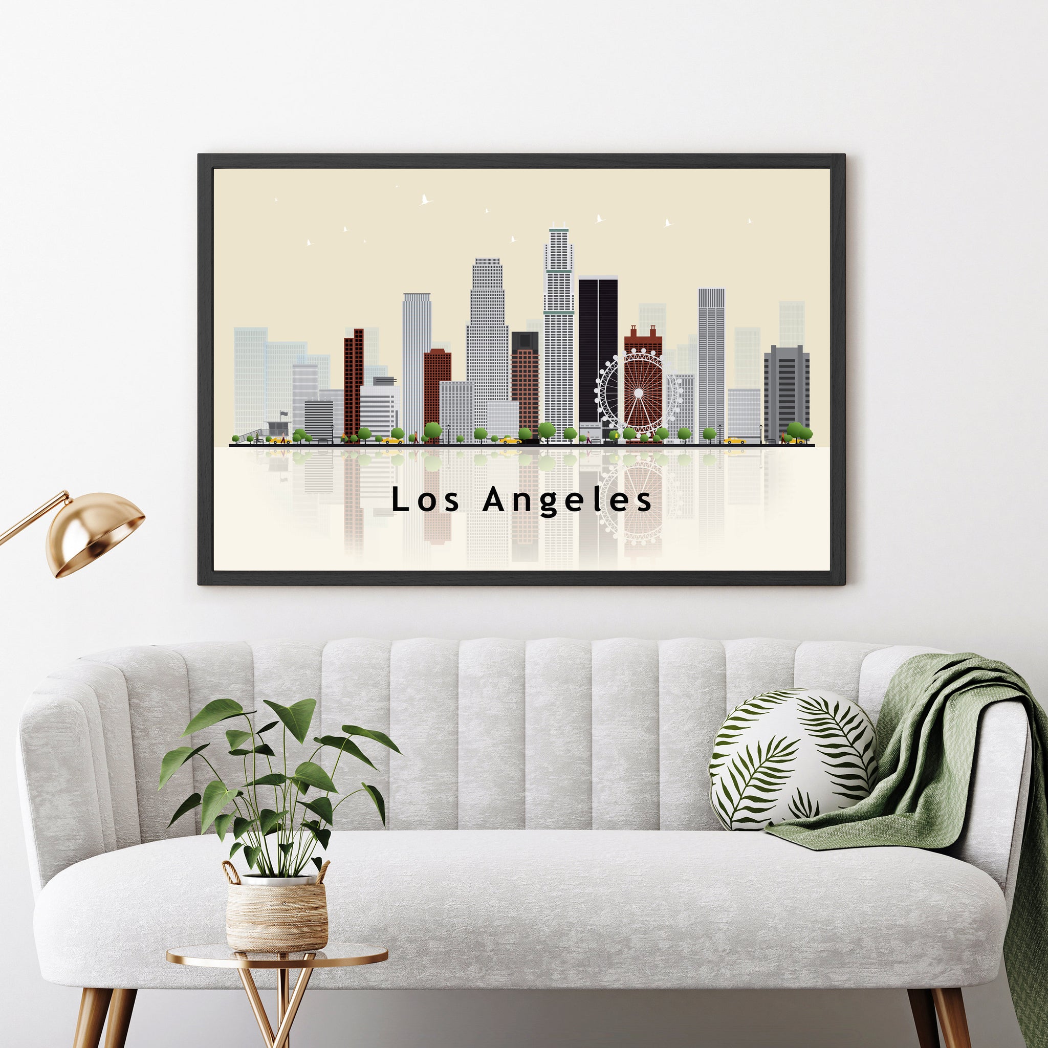 LOS ANGELES CALIFORNIA Illustration skyline poster, California state modern skyline cityscape poster, Landmark poster, Home wall decoration