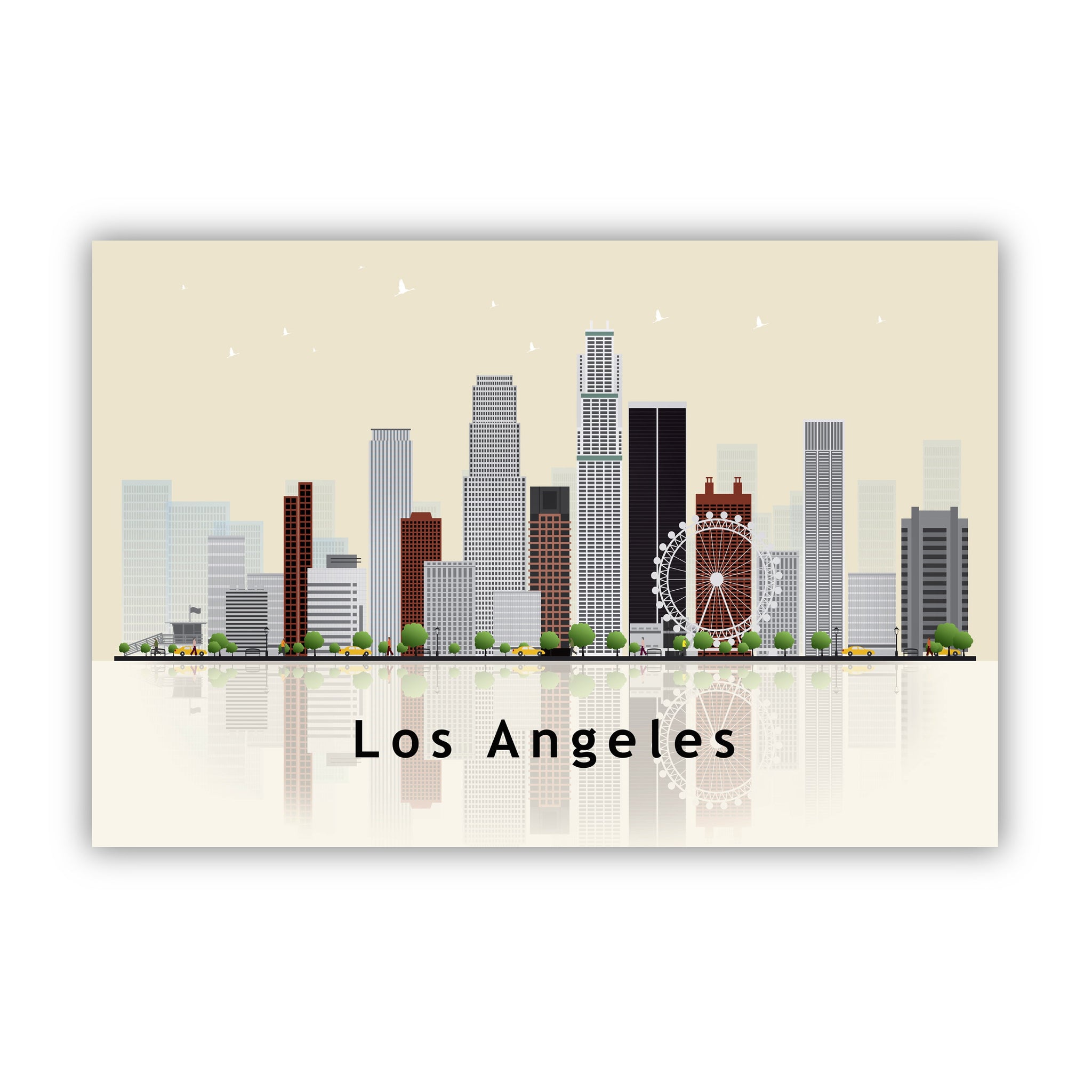 LOS ANGELES CALIFORNIA Illustration skyline poster, California state modern skyline cityscape poster, Landmark poster, Home wall decoration