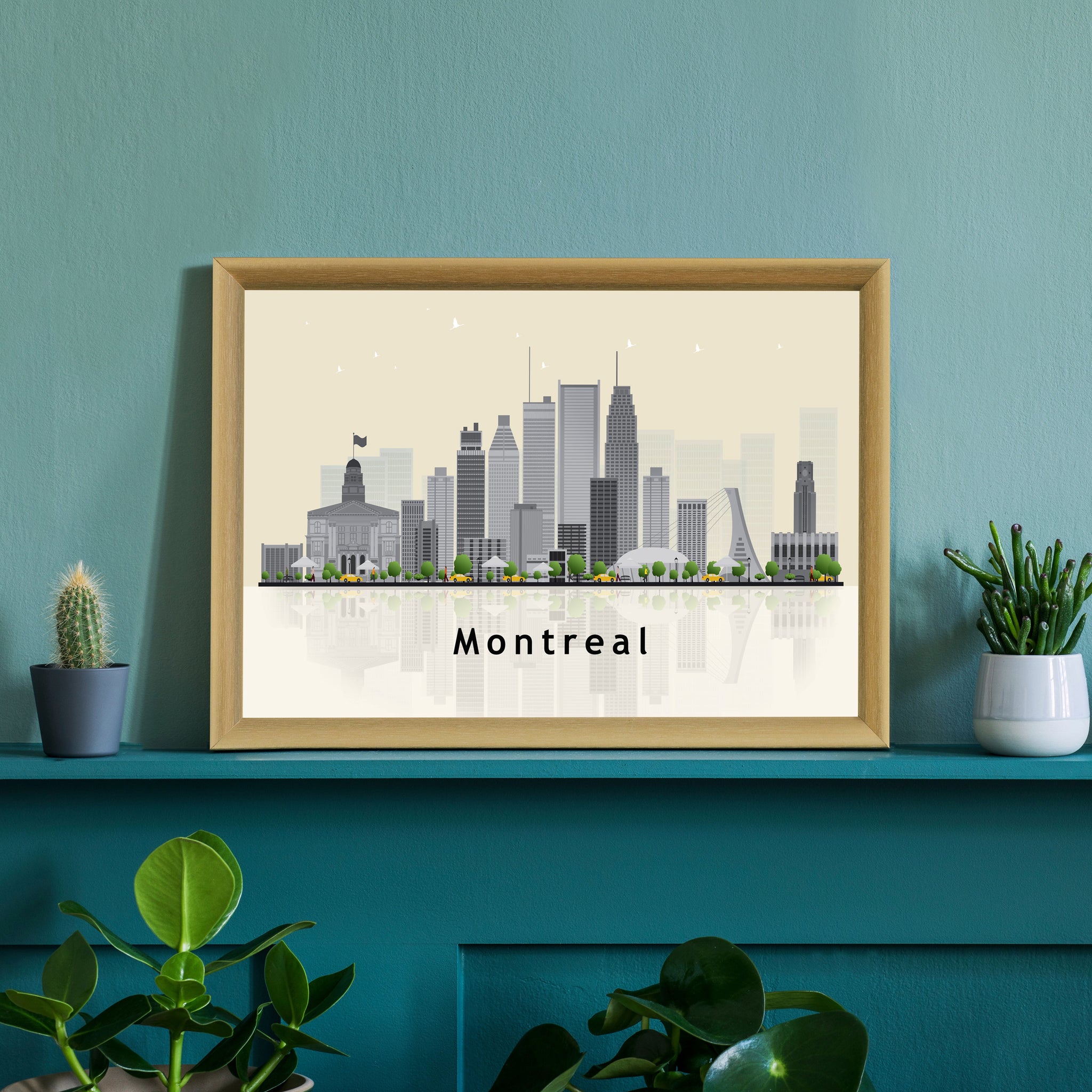 MONTREAL QUEBEC CANADA Illustration skyline poster, Canada modern skyline cityscape poster print, Landmark poster, Home wall art decoration